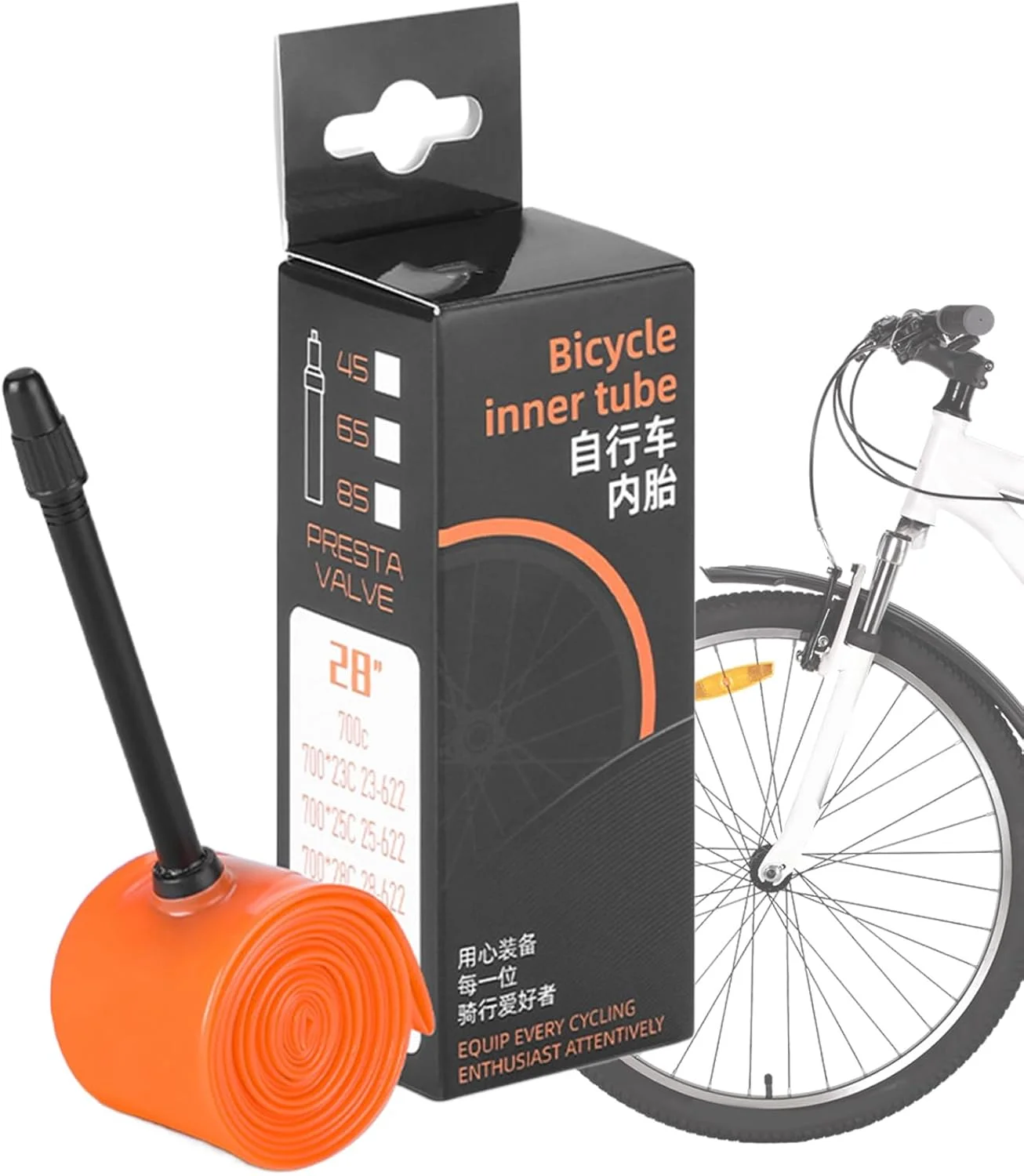 تیوب لاستیک دوچرخه، لاستیک دوچرخه با والف 65 میلی‌متری - تیوب دوچرخه با مهر و موم فشرده، مناسب برای دوچرخه‌سواری کوهستانی، جاده‌ای، دوچرخه‌های برقی و اسکوتر