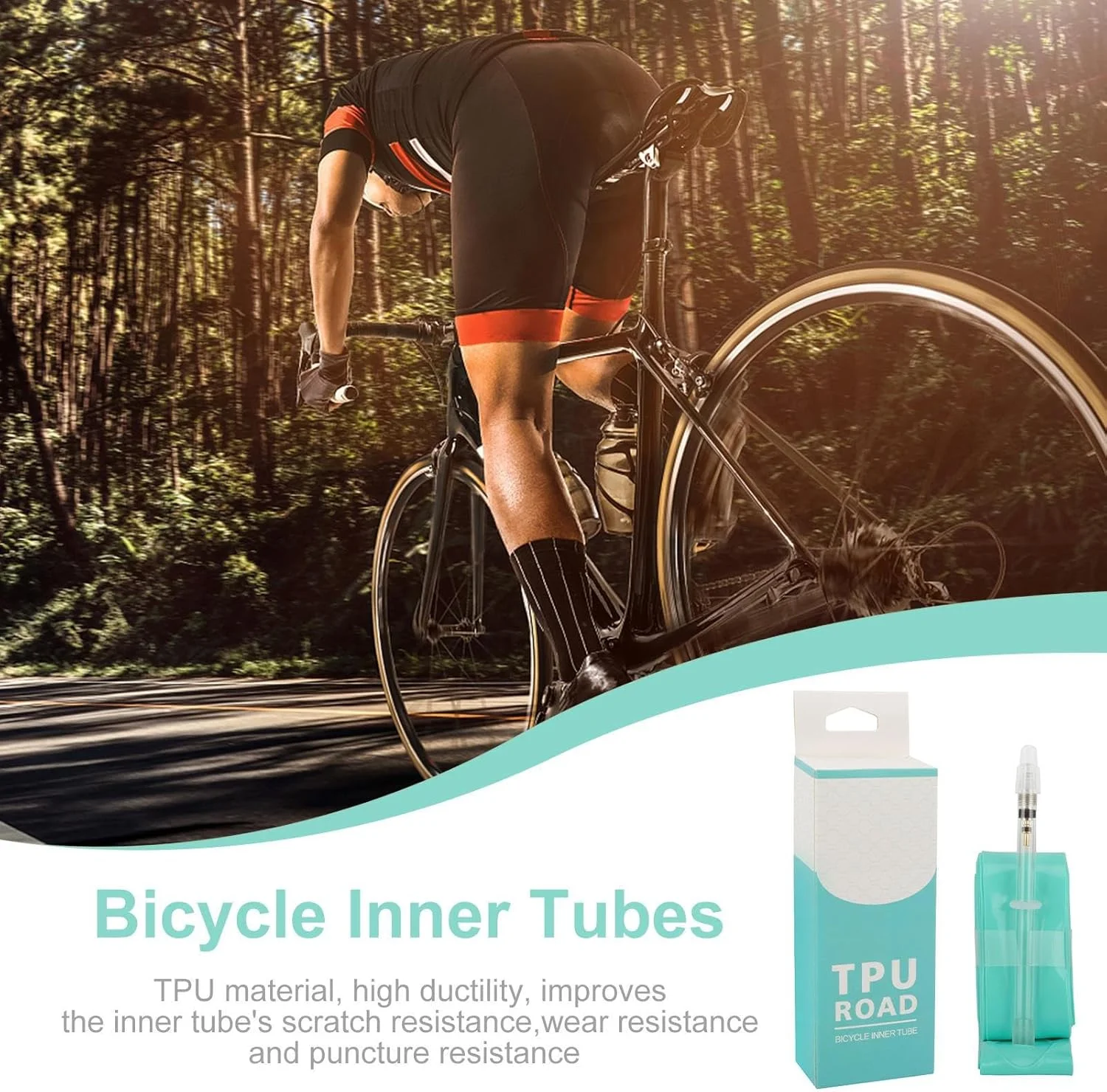 تیوپ دوچرخه - تیوپ داخلی فوق سبک دوچرخه - والف فرانسوی TPU با طول 45/65/80 میلی متر، مناسب کوهستان تیوپ دوچرخه - تیوپ داخلی فوق سبک دوچرخه - والف فرانسوی TPU با طول 45/65/80 میلی متر، مناسب کوهستان