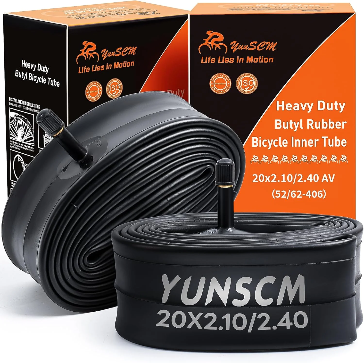 بسته 2 عددی تیوپ دوچرخه 20 اینچی، سایز 2.125/2.40، والف AV32mm، سازگار با لاستیک های 20x2.125، 20 x 2.2، 20x2.25، 20 x 2.3، 20x2.35، 20 x 2.4