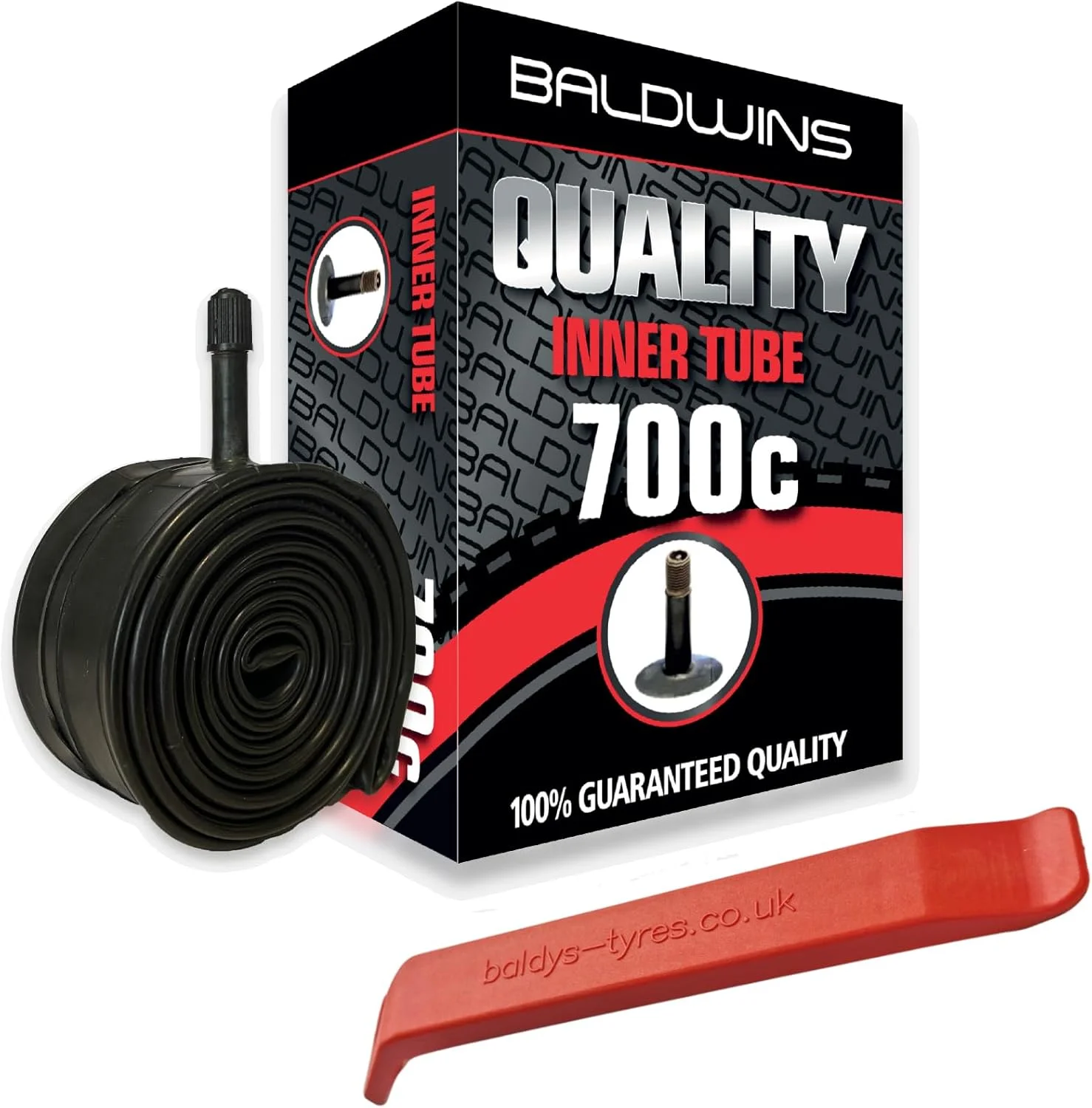 تیوب دوچرخه بالدوینز 700c سایز 28c تا 47c (مناسب برای سایزهای 28c، 30c، 32c، 35c، 38c، 40c، 42c، 45c، 47c) والف Schrader/خودرویی