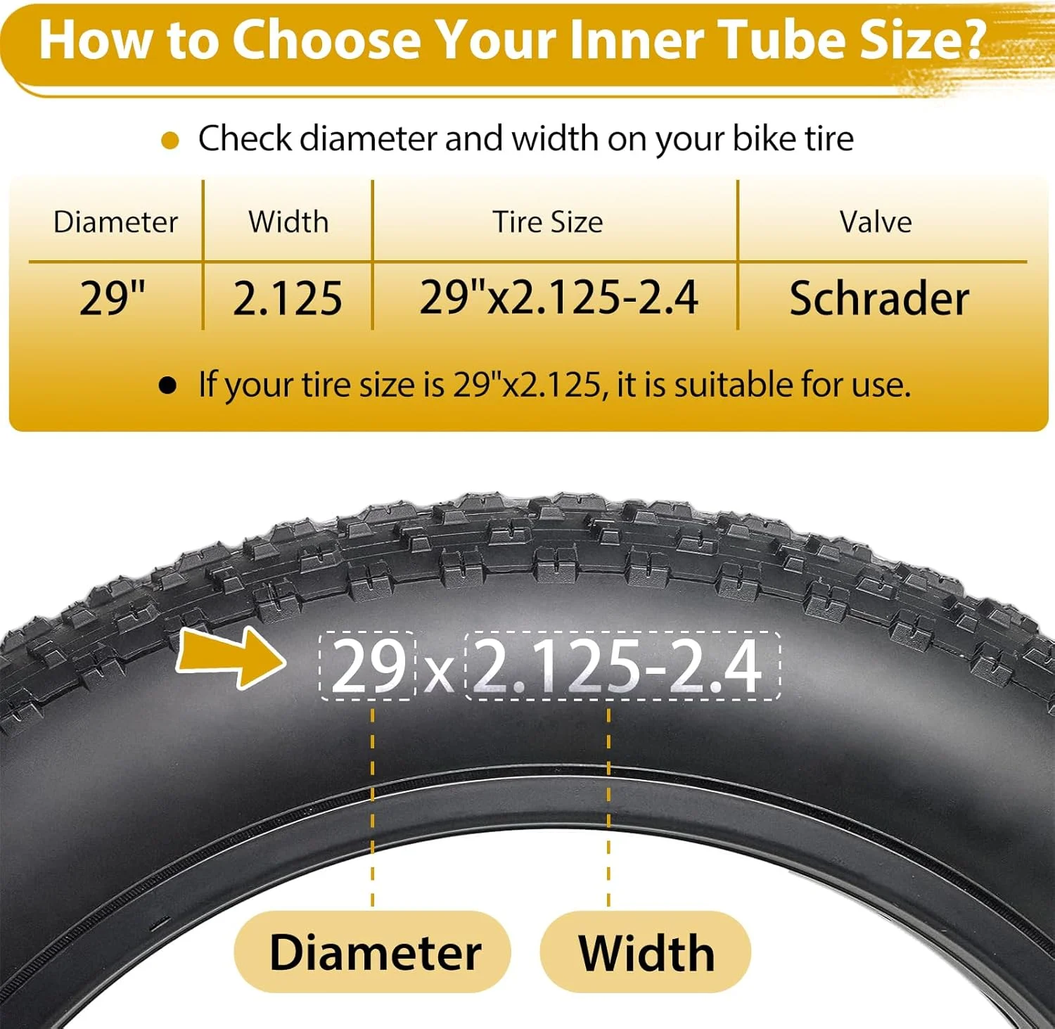 تیوب دوچرخه 29 اینچی، بسته 2 عددی، مناسب برای لاستیک های 29 x 2.125/2.2/2.25/2.3/2.35/2.4، تیوب داخلی لاستیکی بوتیل همراه با 2 اهرم تعویض تایر برای دوچرخه کوهستان تیوب دوچرخه 29 اینچی، بسته 2 عددی، مناسب برای لاستیک های 29 x 2.125/2.2/2.25/2.3/2.35/2.4، تیوب داخلی لاستیکی بوتیل همراه با 2 اهرم تعویض تایر برای دوچرخه کوهستان