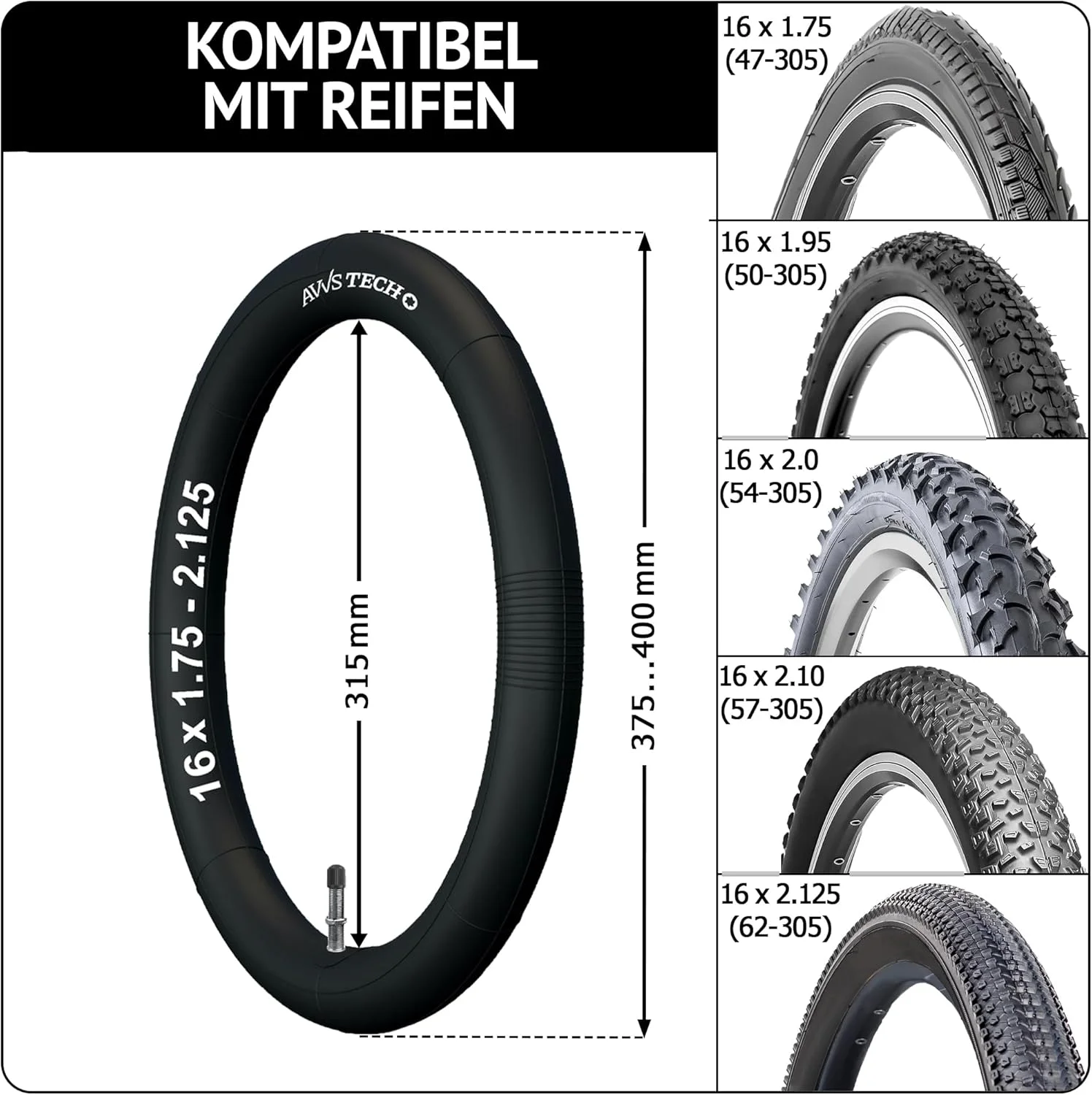 شلنگ دوچرخه 16 × 1.75/2.125 AV 28 میلیمتری، بسته 2 عددی به همراه اهرم نصب شلنگ دوچرخه 16 × 1.75/2.125 AV 28 میلیمتری، بسته 2 عددی به همراه اهرم نصب