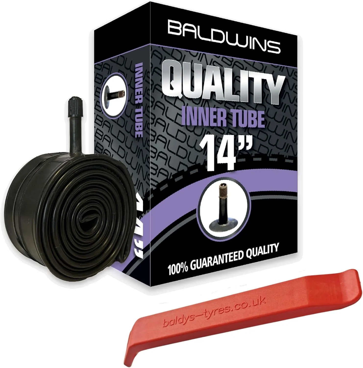 تیوب داخلی دوچرخه بالدوینز سایز 14، مناسب برای لاستیک های 1.75 تا 2.125 (مناسب برای سایزهای 1.75، 1.85، 1.90، 1.95، 2.0، 2.10، 2.125)، والف Schrader/Car Type