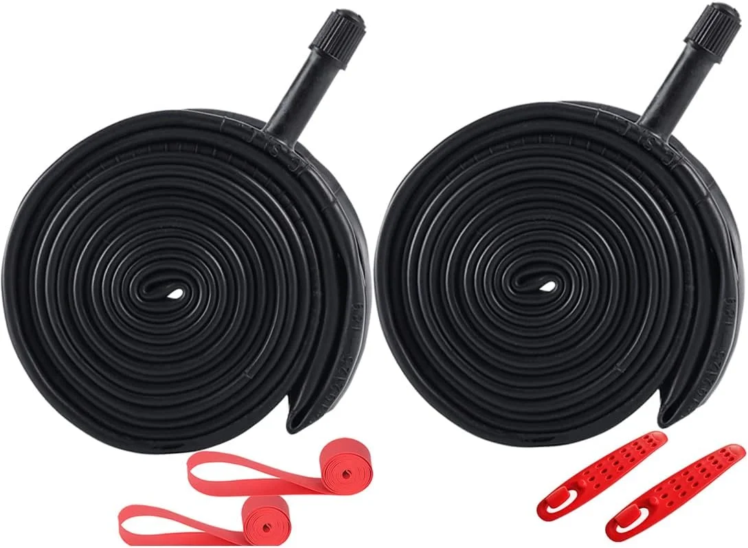 دو عدد تیوپ دوچرخه کورسی 700C سایز 700x35C/38C/40C/43C با والف شردر 48 میلی‌متری، سازگار با تایر دوچرخه 700x35C 700x36C 700x37C 700x38C 700x39C 700x40C 700x41C 700x42C 700x43C