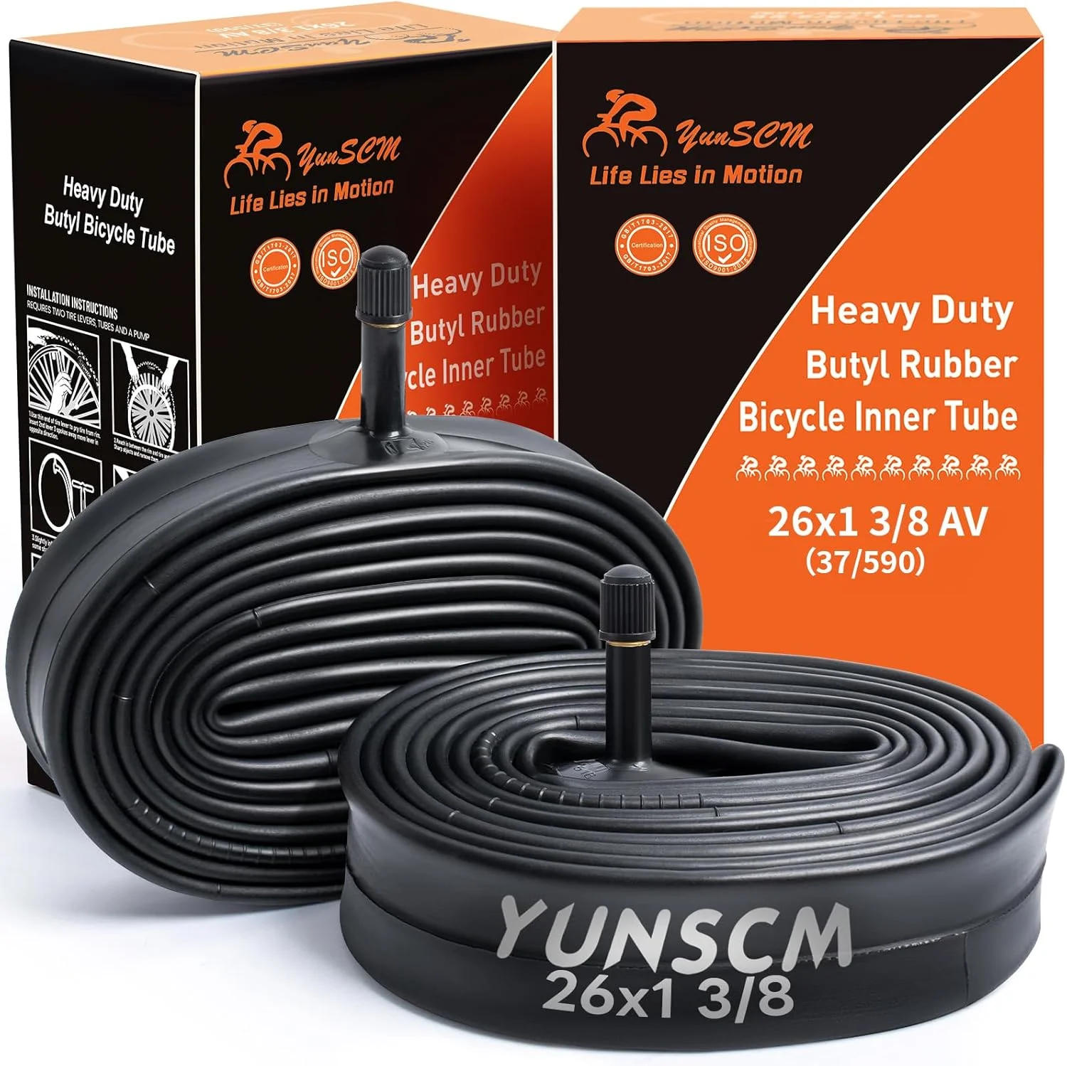 دو عدد تیوپ دوچرخه سنگین 26x1 3/8 با والف شرادر AV32MM، سازگار با تایر دوچرخه 26x1 3-8 26 x 1 3/8