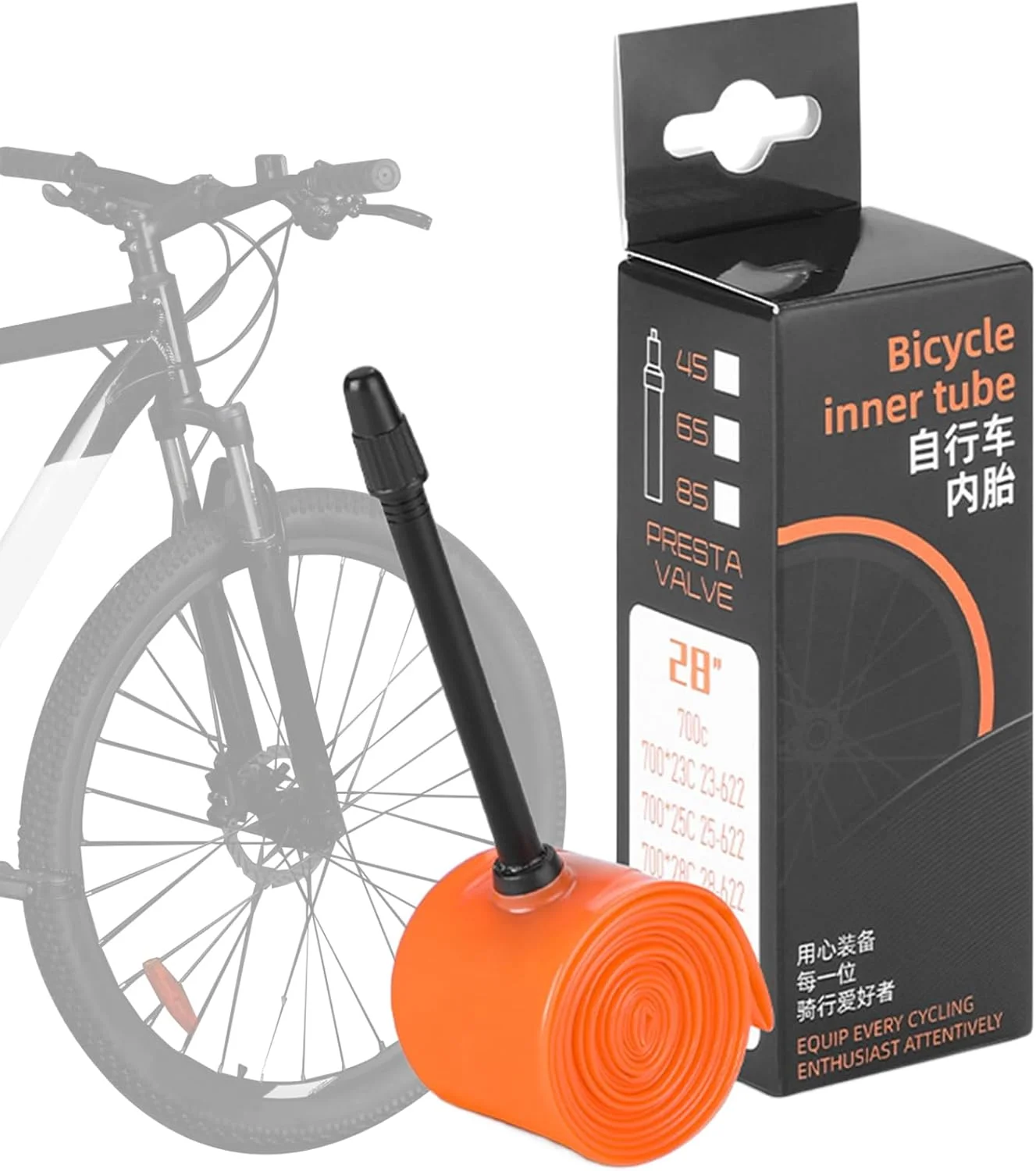 تیوب لاستیک دوچرخه - تیوب داخلی با والف 65 میلی‌متری، تیوب دوچرخه با مهر و موم فشرده - برای دوچرخه‌سواری کوهستانی، جاده‌ای، دوچرخه‌های برقی و اسکوتر