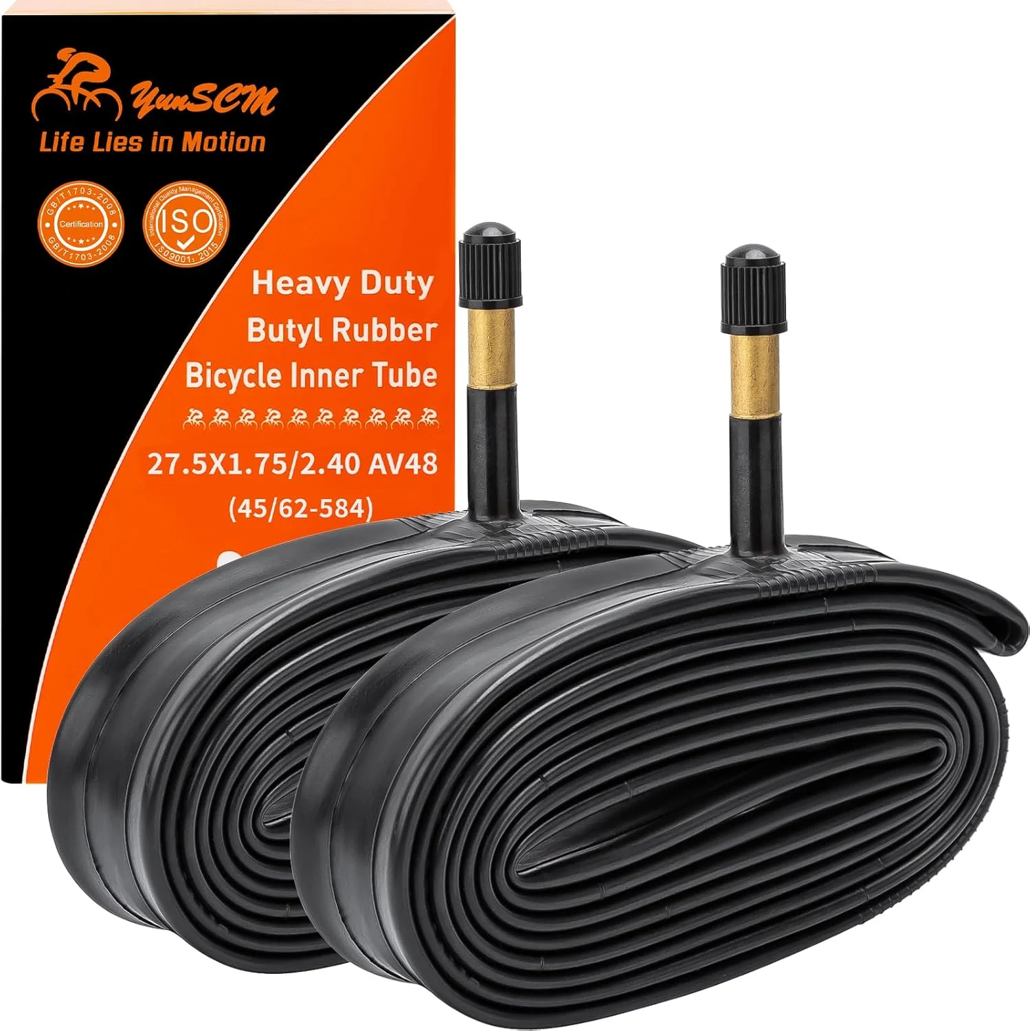 تیوب دوچرخه سنگین 2 عددی 27.5 اینچ 27.5x1.75/2.40 AV48mm والف شرادر سازگار با تیوب های دوچرخه کروز، MTB، Gravel، شهری 27.5x1.75/1.95/2.0/2.1/2.125/2.2/2.25/2.3/2.35/2.4