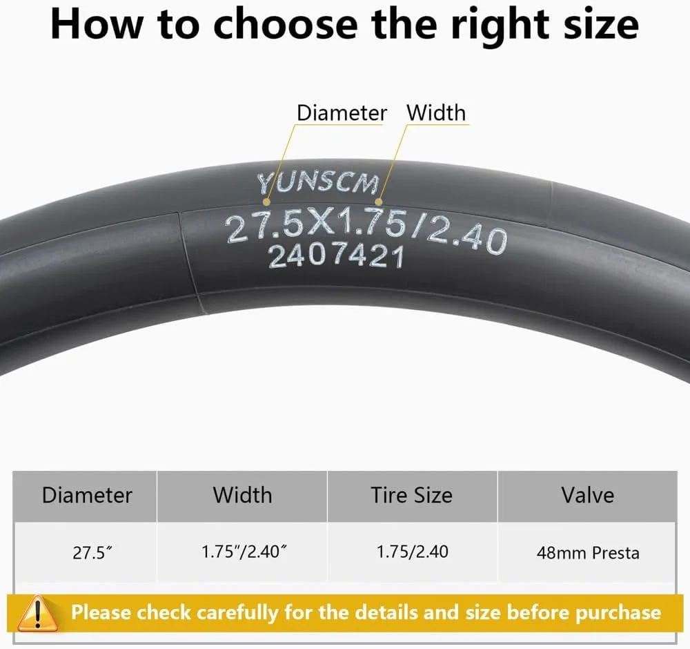 تیوب دوچرخه سایز 27.5 اینچ، مقاوم و بادوام، مناسب برای لاستیک های 27.5x1.75 / 2.40 با والف پرستا تیوب دوچرخه سایز 27.5 اینچ، مقاوم و بادوام، مناسب برای لاستیک های 27.5x1.75 / 2.40 با والف پرستا