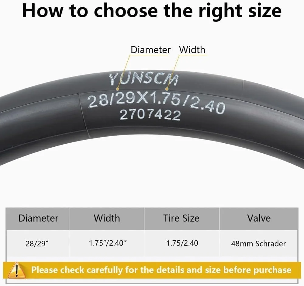 تیوب دوچرخه سنگین 2 عددی 28/29 اینچ، سایز 2.40/1.75/28/29، والف شرادر AV48mm، سازگار با تیوب های دوچرخه 2.40/2.35/2.30/2.25/2.20/2.125/2.10/2.0/1.95/1.75/28/29 تیوب دوچرخه سنگین 2 عددی 28/29 اینچ، سایز 2.40/1.75/28/29، والف شرادر AV48mm، سازگار با تیوب های دوچرخه 2.40/2.35/2.30/2.25/2.20/2.125/2.10/2.0/1.95/1.75/28/29