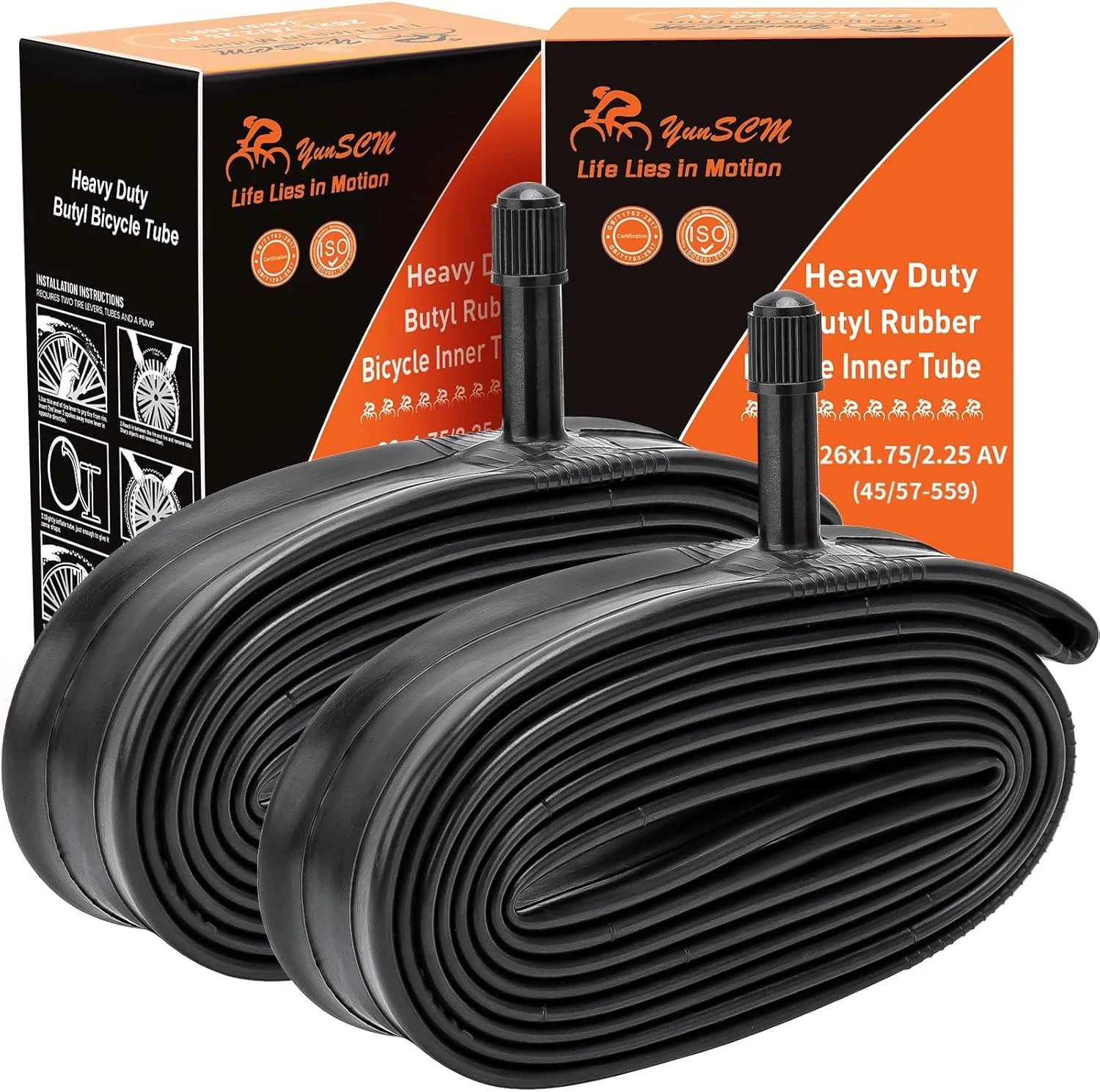 تیوب دوچرخه سنگین 2 عددی 26 اینچی 26x1.75/1.95/2.10/2.125/2.25 با والف AV Schrader، سازگار با تیوب های دوچرخه 26x1.75 26x1.95 26x2.0 26x2.10 26x2.125 26x2.20 26x2.25