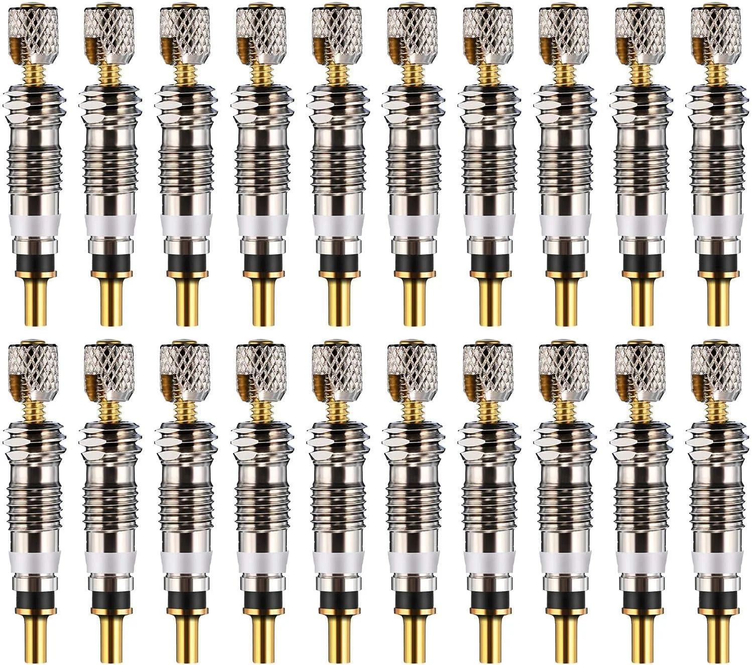 مجموعه ۲۰ عددی مغزی والو دوچرخه - مغزی برنجی تیوبلس برای دوچرخه های جاده و کوهستان | سازگار با Stan's، Vittoria، Continental، Kenda ایده آل برای نگهداری لاستیک های تیوبلس و تعویض اضطراری