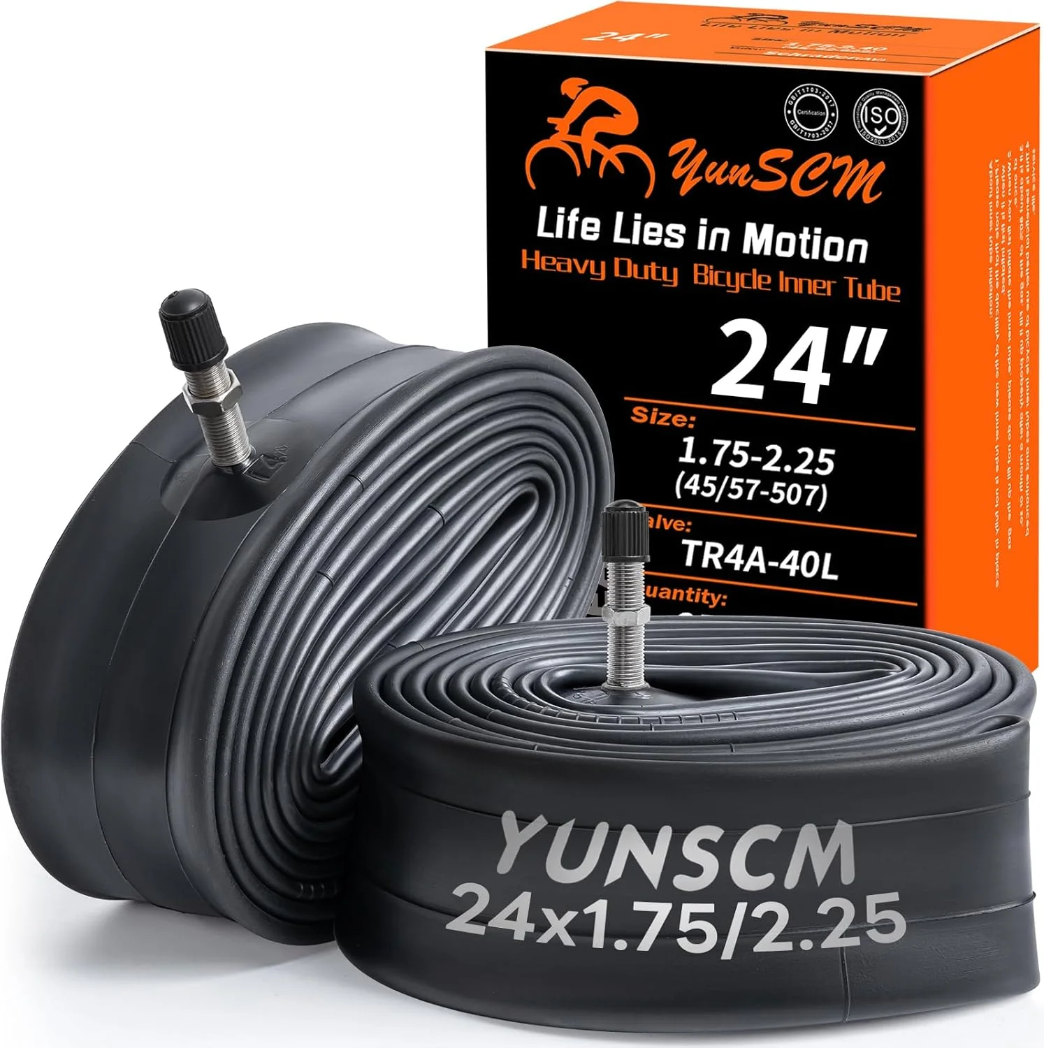 تیوب دوچرخه ۲۴ اینچی مقاوم - بسته ۲ عددی - سایز ۲۴X۱.۷۵/۲.۲۵ - مناسب برای لاستیک های ۲۴X۱.۷۵, ۲۴X۱.۹۵, ۲۴X۲.۰, ۲۴X۲.۱۰, ۲۴X۲.۲۰, ۲۴X۲.۱۲۵, ۲۴X۲.۲۵