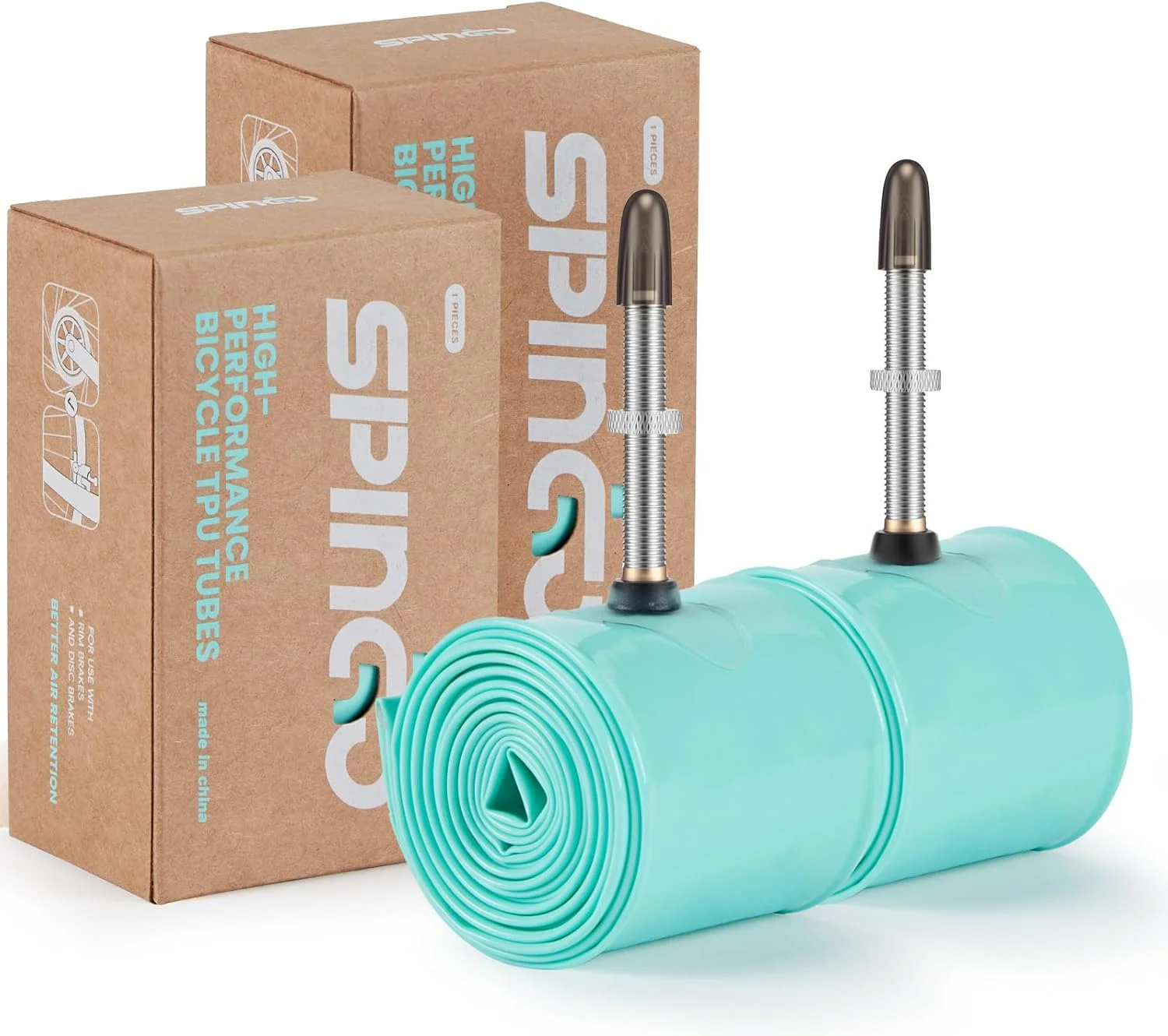 تیوپ داخلی فلزی TPU دو عددی SPINGO MTB سایزهای 26 اینچ / 27.5 اینچ / 29 اینچ، مناسب برای 2.2-2.5 با والف پرستا 48 میلی متری، تایر یدکی سبک وزن دوچرخه کوهستان