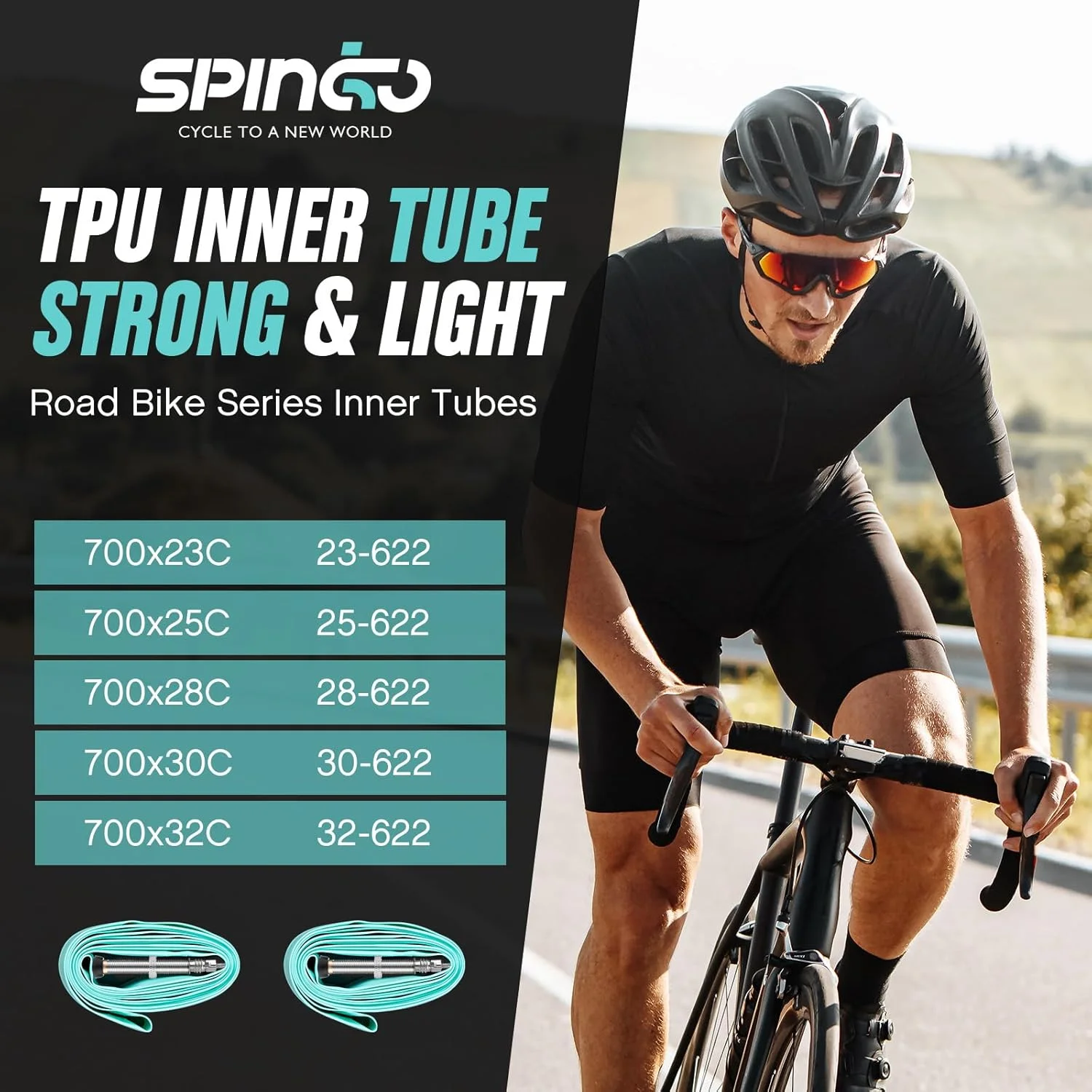 تیوپ داخلی فلزی SPINGO، بسته 2 عددی، 700C x 23c-32c با والف پرستا فلزی 80 میلیمتری، تیوپ دوچرخه 700C سبک وزن تیوپ داخلی فلزی SPINGO، بسته 2 عددی، 700C x 23c-32c با والف پرستا فلزی 80 میلیمتری، تیوپ دوچرخه 700C سبک وزن
