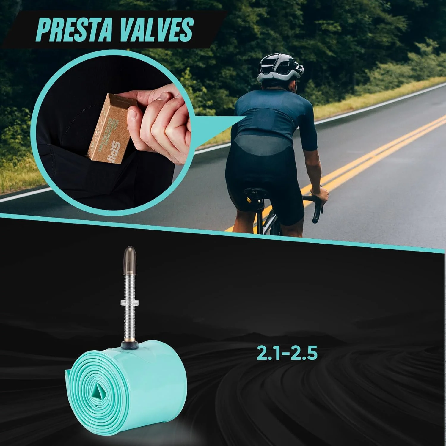 تیوپ داخلی فلزی TPU دو عددی SPINGO MTB سایزهای 26 اینچ / 27.5 اینچ / 29 اینچ، مناسب برای 2.2-2.5 با والف پرستا 48 میلی متری، تایر یدکی سبک وزن دوچرخه کوهستان تیوپ داخلی فلزی TPU دو عددی SPINGO MTB سایزهای 26 اینچ / 27.5 اینچ / 29 اینچ، مناسب برای 2.2-2.5 با والف پرستا 48 میلی متری، تایر یدکی سبک وزن دوچرخه کوهستان