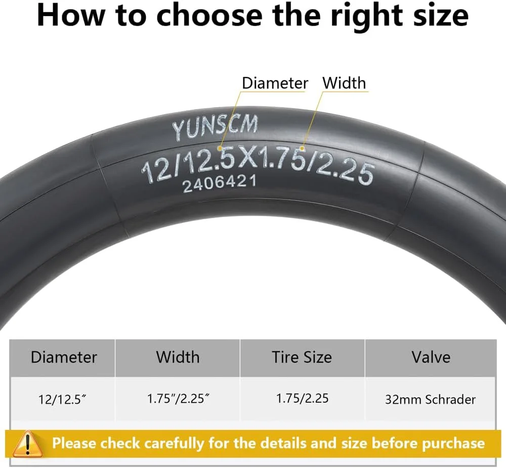 دو عدد تیوپ دوچرخه سنگین 12/12.5 اینچ، اندازه 1.75/2.25 (12 1/2 X 2 1/4)، تیوپ داخلی لاستیک بوتیل ممتاز سازگار با لاستیک های دوچرخه 12x1.75-2.25، 12.5x1.75-2.25، 12 ½ x 2 ¼، والف شرادر دو عدد تیوپ دوچرخه سنگین 12/12.5 اینچ، اندازه 1.75/2.25 (12 1/2 X 2 1/4)، تیوپ داخلی لاستیک بوتیل ممتاز سازگار با لاستیک های دوچرخه 12x1.75-2.25، 12.5x1.75-2.25، 12 ½ x 2 ¼، والف شرادر