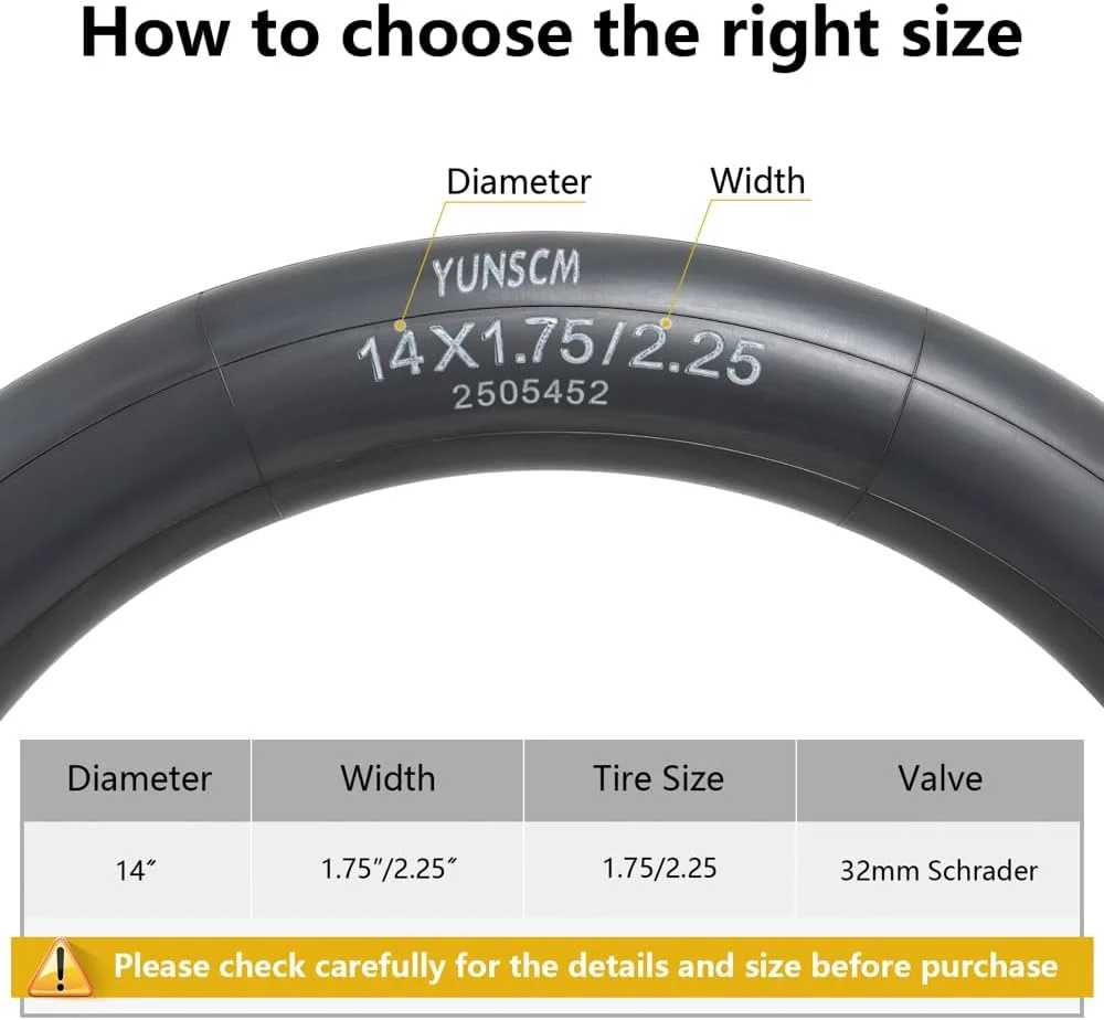 دو عدد تیوپ دوچرخه سنگین 14 اینچی، مناسب برای سایزهای 14x1.75، 14x1.95، 14x2.0، 14x2.10، 14x2.125، 14x2.20، 14x2.25. ساخته شده از لاستیک بوتیل با کیفیت، سازگار با لاستیک های دوچرخه 14 x1.75-2.25 با والف AV32mm Schrader دو عدد تیوپ دوچرخه سنگین 14 اینچی، مناسب برای سایزهای 14x1.75، 14x1.95، 14x2.0، 14x2.10، 14x2.125، 14x2.20، 14x2.25. ساخته شده از لاستیک بوتیل با کیفیت، سازگار با لاستیک های دوچرخه 14 x1.75-2.25 با والف AV32mm Schrader