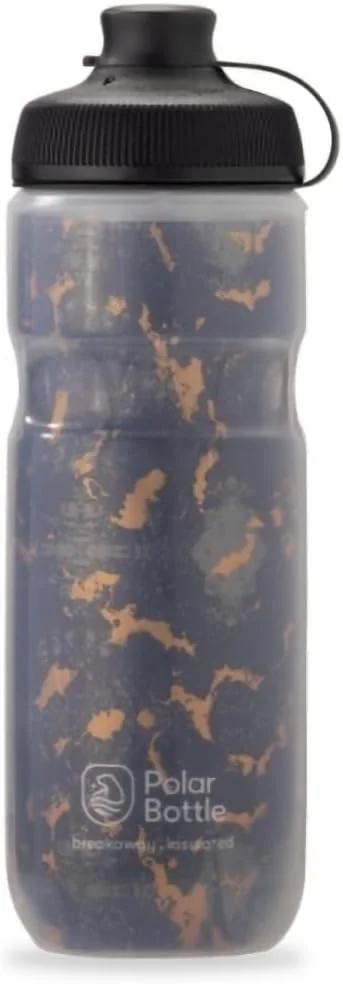 بطری آب عایق پلار - Shatter - 20oz Muck، ذغالی و مسی - ایده آل برای ماجراجویی دوچرخه سواری کوهستانی شما - آب را برای مدت طولانی تری خنک نگه می دارد، مناسب برای اکثر قفس های بطری دوچرخه