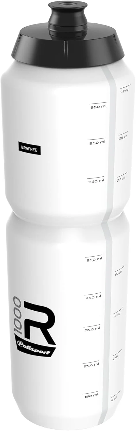 بطری دوچرخه پلیاسپورت مدل R1000 از مجموعه R با ظرفیت 1000 میلیلیتر، بطری نوشیدنی بدون BPA برای دوچرخهسواران، سفید بطری دوچرخه پلیاسپورت مدل R1000 از مجموعه R با ظرفیت 1000 میلیلیتر، بطری نوشیدنی بدون BPA برای دوچرخهسواران، سفید