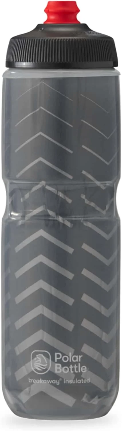 بطری آب عایق بندی شده Polar Bottle Breakaway - بدون BPA، بطری فشاری ورزشی و دوچرخه سواری (پیچی - ذغالی و نقره ای، 710 میلی لیتر)