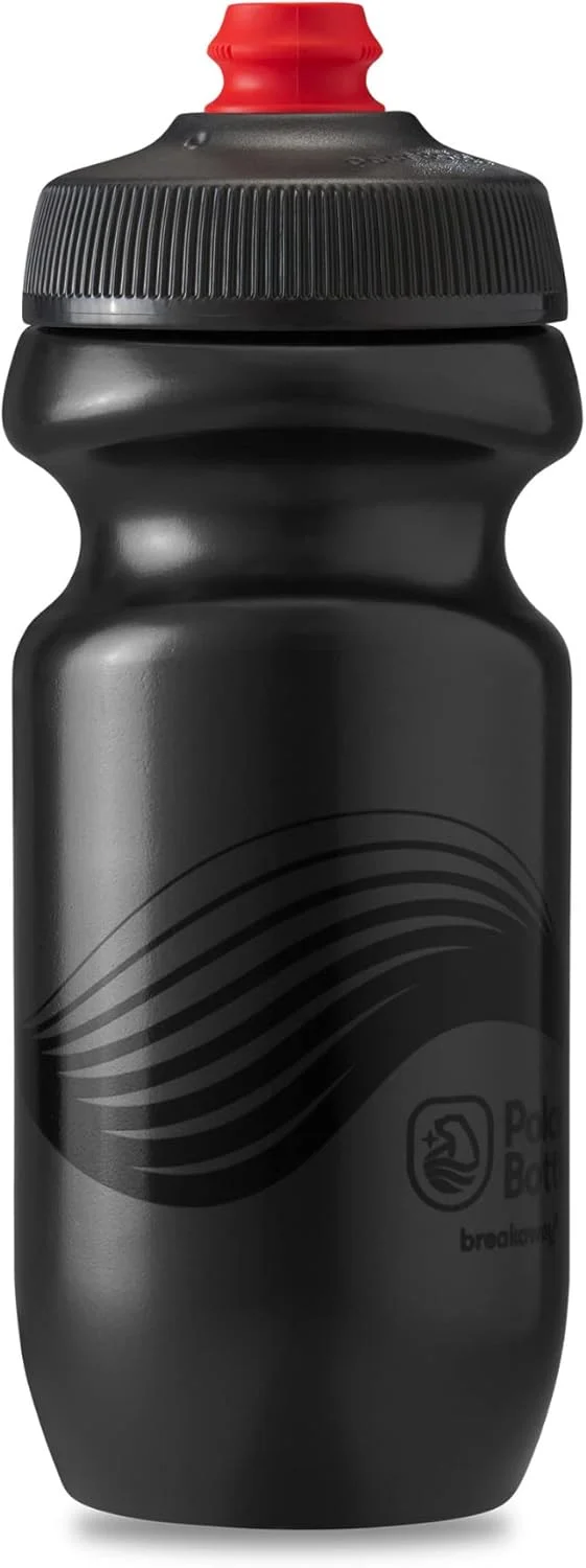 بطری آب سبک وزن دوچرخه سواری Polar Bottle Breakaway Wave - بدون BPA، بطری فشاری ورزشی و دوچرخه سواری (زغالی و مشکی 590 میلی لیتر)