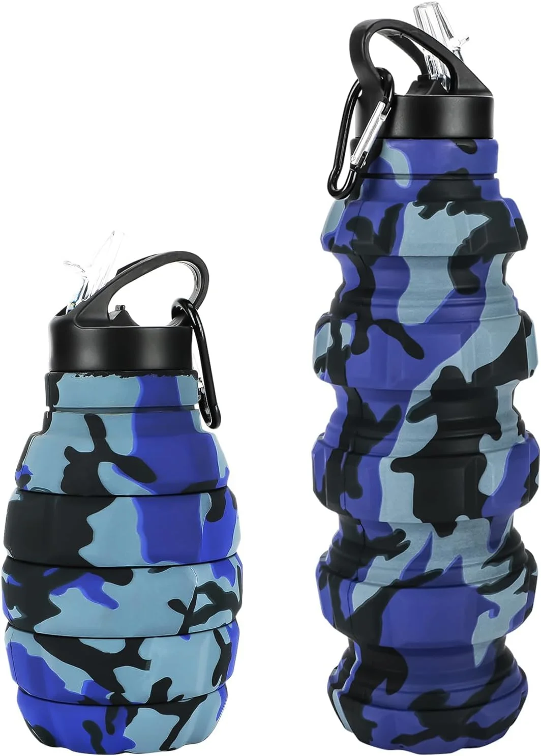 بطری آب سیلیکونی تاشو بدون BPA برای کودکان، دانش‌آموزان و بزرگسالان، 580 میلی‌لیتر. بطری آب ورزشی تاشو قابل استفاده مجدد برای مسافرت، کمپینگ، پیاده‌روی، مدرسه، اسباب‌بازی‌های فضای باز، هدیه برای کودکان