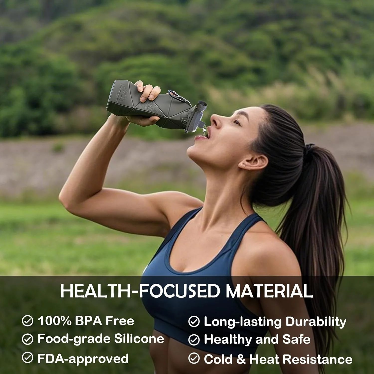 بطری آب تاشو (آبی)