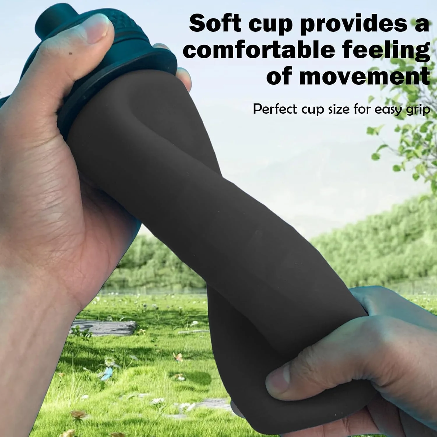 بطری آب تاشو، بدون BPA، 700 میلی لیتر، بطری آب سیلیکونی تاشو، بطری آب ورزشی قابل حمل برای مسافرت، کمپینگ، پیاده روی، دوچرخه سواری، یوگا و ماجراجویی در فضای باز (مشکی)