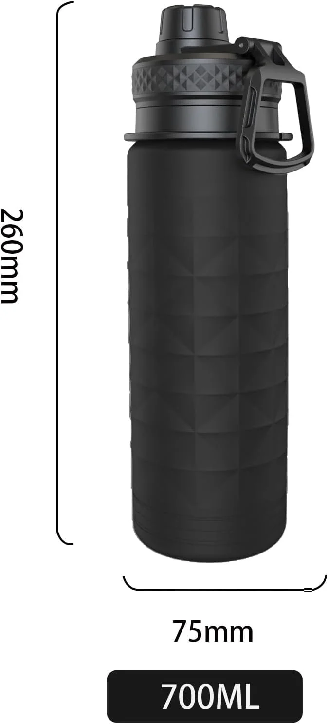بطری آب تاشو، بدون BPA، 700 میلی لیتر، بطری آب سیلیکونی تاشو، بطری آب ورزشی قابل حمل برای مسافرت، کمپینگ، پیاده روی، دوچرخه سواری، یوگا و ماجراجویی در فضای باز (مشکی)