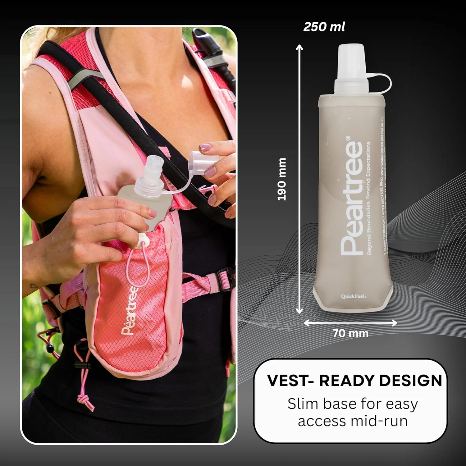 قمقمه نرم دوی کوئیک فیول Peartree با حجم 250 میلی لیتر - بطری آب تاشو و ضد نشت برای ماراتن، پیاده روی و دویدن در مسیرهای ناهموار - بطری آبرسانی دستی برای دوندگان و ورزش های فضای باز قمقمه نرم دوی کوئیک فیول Peartree با حجم 250 میلی لیتر - بطری آب تاشو و ضد نشت برای ماراتن، پیاده روی و دویدن در مسیرهای ناهموار - بطری آبرسانی دستی برای دوندگان و ورزش های فضای باز