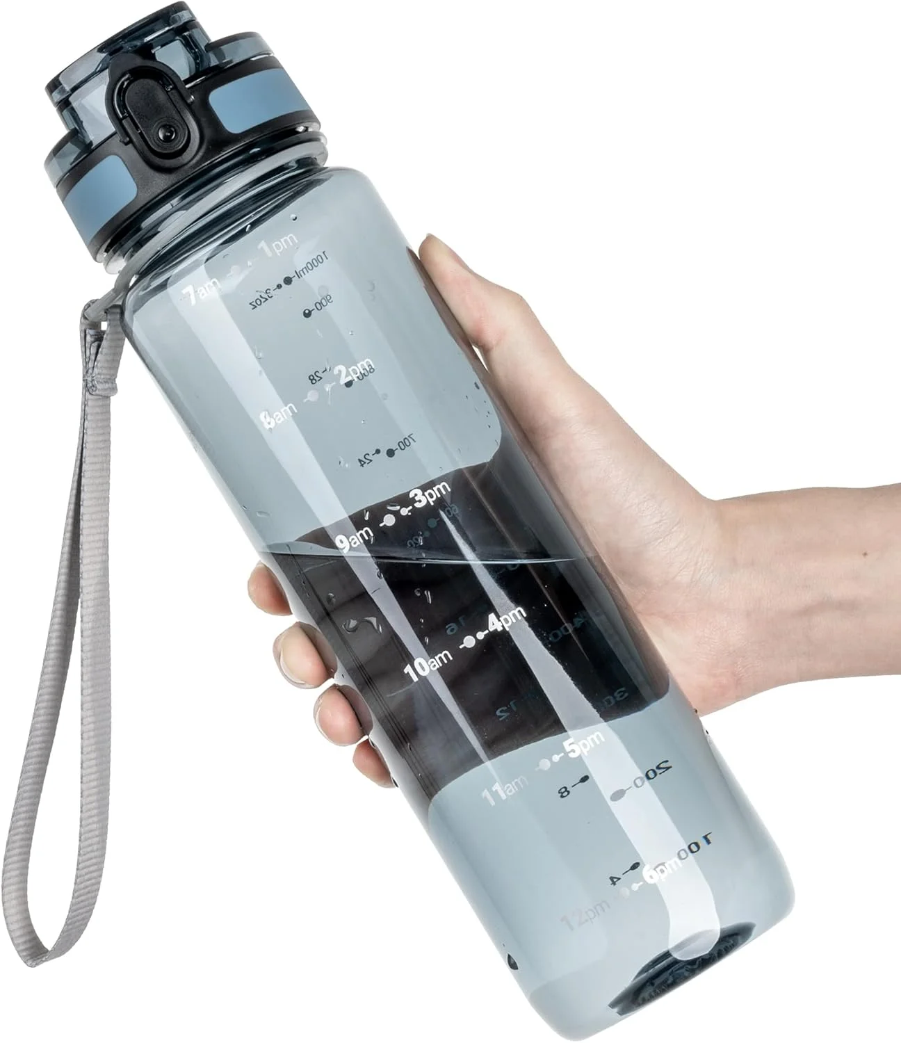 بطری آب ورزشی اولدلی 1 لیتری / 32 اونسی، بطری های آب انگیزشی 1000 میلی لیتری با نشانگر زمان، درب ضد نشت و قفل دار و بدون نی، تریتان بدون BPA برای زنان مردان باشگاه مدرسه دوچرخه سواری پیاده روی
