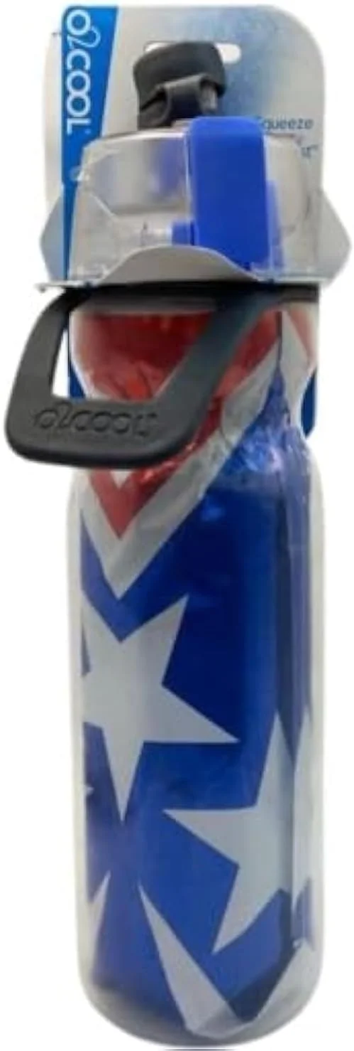 بطری فشاری عایق دار O2COOL ArcticSqueeze مدل Mist 'N Sip، حجم 20 اونس، قرمز، سفید و آبی، HMLDP07