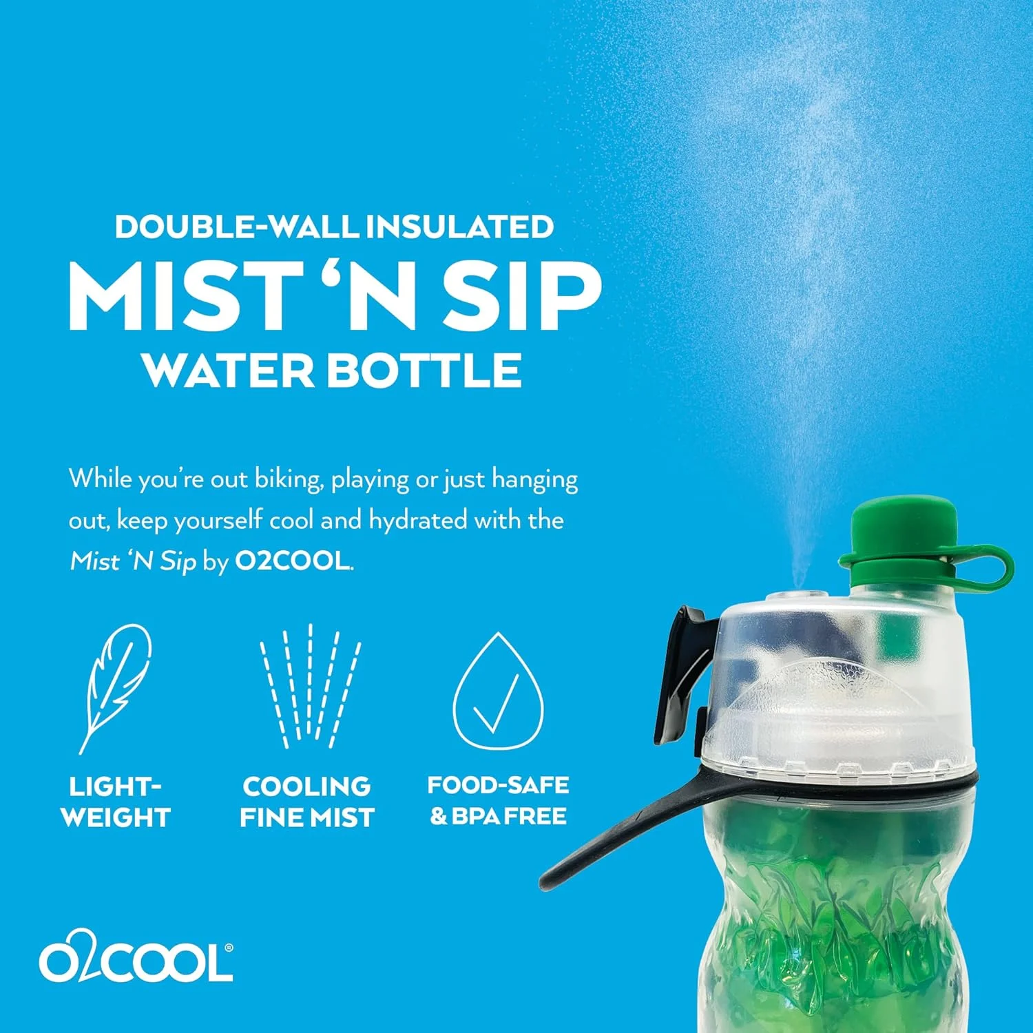 بطری آب عایق دار O2COOL مدل Mist N' Sip - حجم 20 اونس، رنگ لاکراس | عملکرد 2 در 1، عایق دو جداره، فاقد BPA | ایده آل برای ورزش، دوچرخه سواری و فعالیت های خارج از منزل بطری آب عایق دار O2COOL مدل Mist N' Sip - حجم 20 اونس، رنگ لاکراس | عملکرد 2 در 1، عایق دو جداره، فاقد BPA | ایده آل برای ورزش، دوچرخه سواری و فعالیت های خارج از منزل