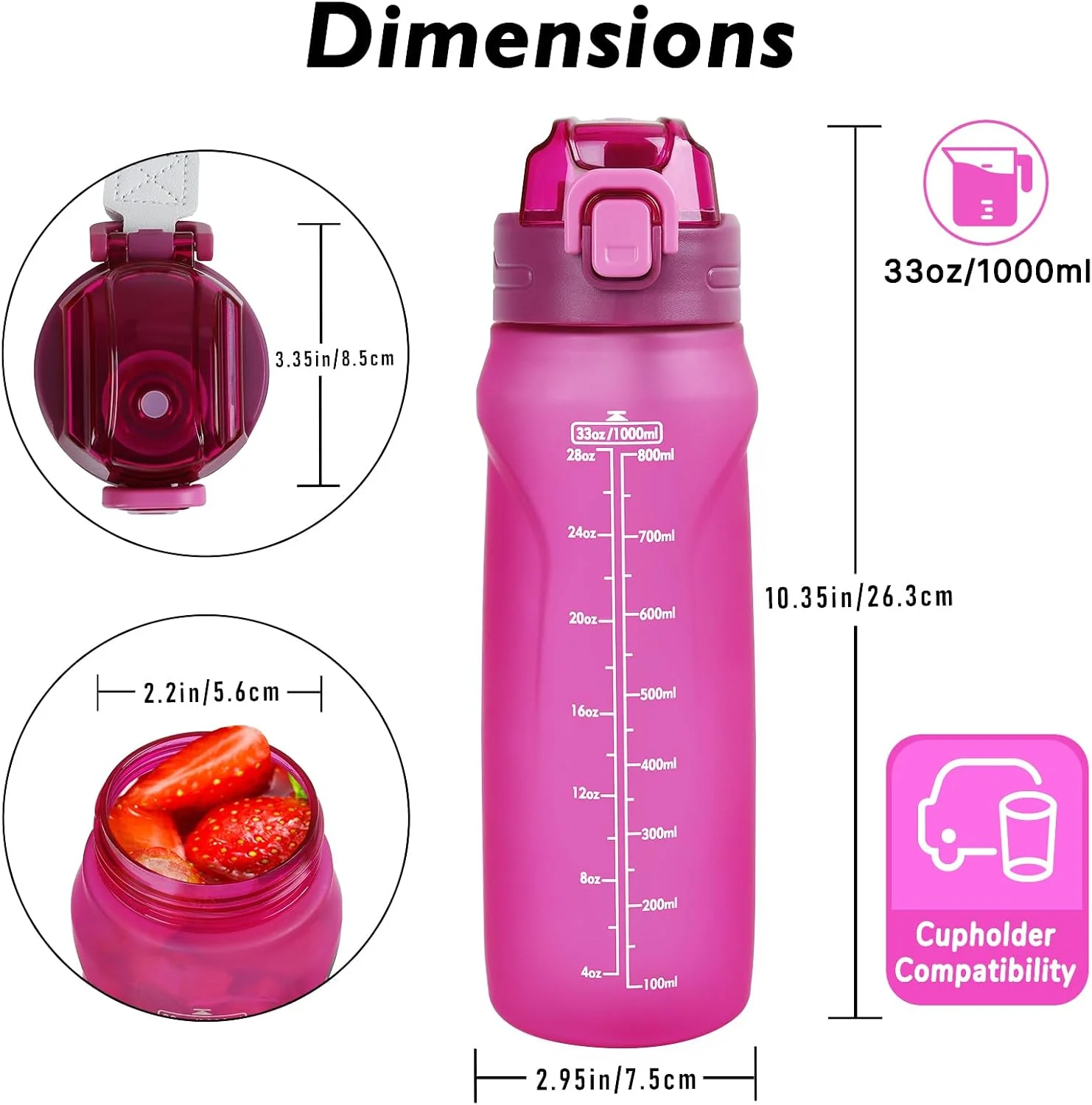 بطری آب ورزشی 1000 میلی لیتری با نی جداشدنی (جرعه و جرعه)، بطری آب انگیزشی با نشانگر ظرفیت، بطری آب نوشیدنی ضد نشت با بند برای مسافرت، تناسب اندام، باشگاه، فضای باز (صورتی) بطری آب ورزشی 1000 میلی لیتری با نی جداشدنی (جرعه و جرعه)، بطری آب انگیزشی با نشانگر ظرفیت، بطری آب نوشیدنی ضد نشت با بند برای مسافرت، تناسب اندام، باشگاه، فضای باز (صورتی)