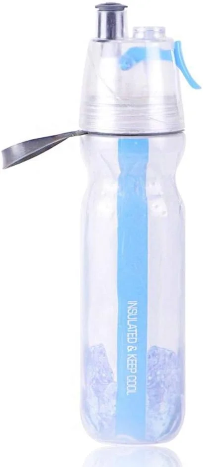 بطری آب دو لایه عایق دار با قابلیت اسپری مه، بطری اسپری ورزشی خنک کننده برای کودکان، مناسب مدرسه، باشگاه، دوچرخه سواری، کوهنوردی و ورزش (آبی)
