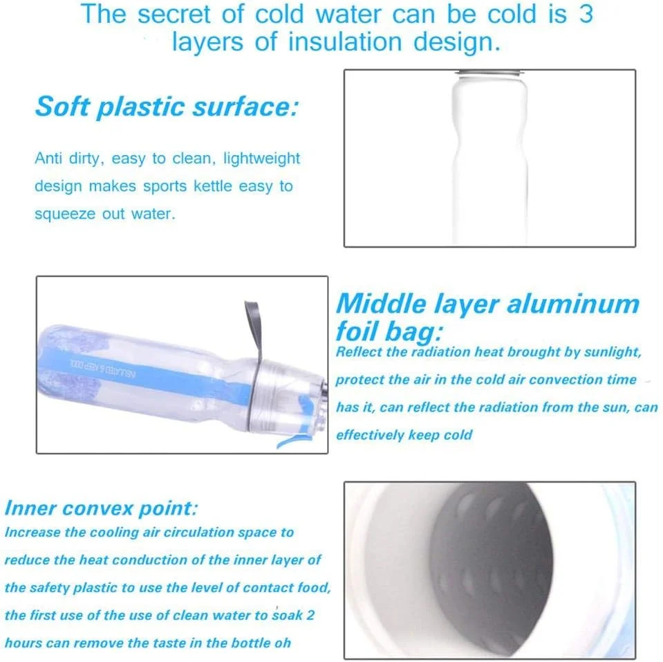 بطری آب دو لایه عایق دار با قابلیت اسپری مه، بطری اسپری ورزشی خنک کننده برای کودکان، مناسب مدرسه، باشگاه، دوچرخه سواری، کوهنوردی و ورزش (آبی) بطری آب دو لایه عایق دار با قابلیت اسپری مه، بطری اسپری ورزشی خنک کننده برای کودکان، مناسب مدرسه، باشگاه، دوچرخه سواری، کوهنوردی و ورزش (آبی)