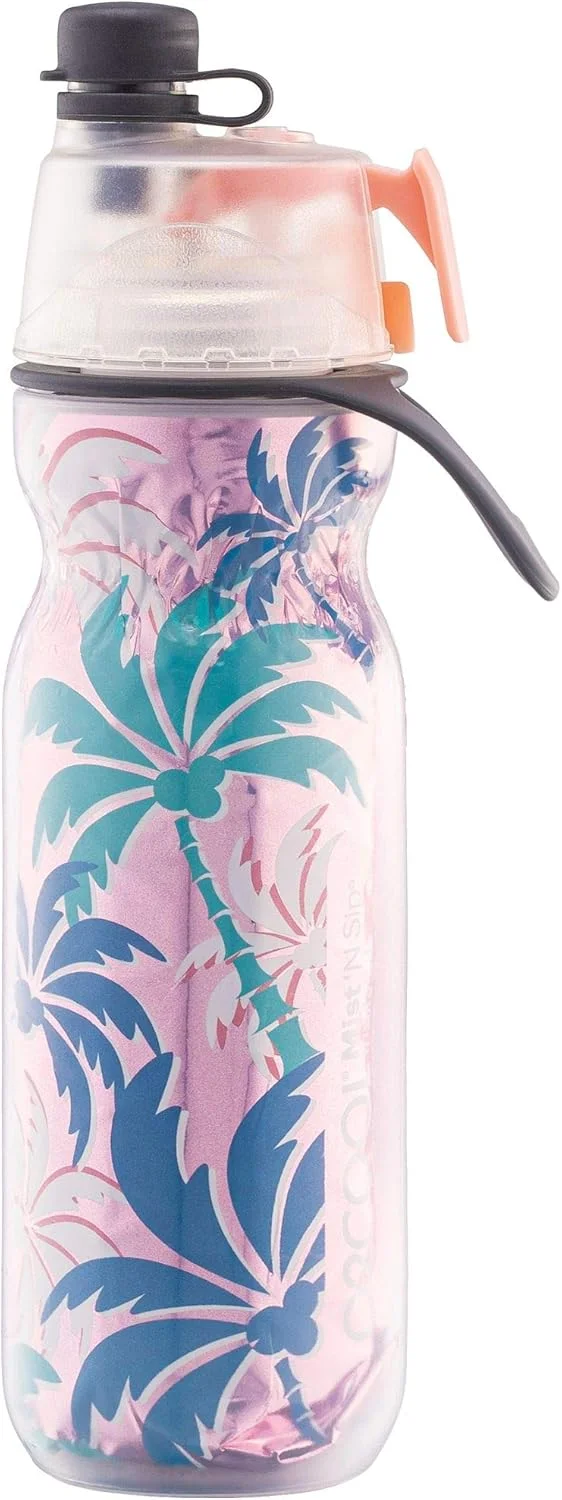 بطری آب پاششی O2COOL مدل Mist 'N Sip، بطری آب ورزشی 2 در 1 با قابلیت پاشش و نوشیدن، دارای دهانه فشاری بدون نشتی، بطری آب قابل استفاده مجدد - 20 اونس (درخت نخل صورتی) بطری آب پاششی O2COOL مدل Mist 'N Sip، بطری آب ورزشی 2 در 1 با قابلیت پاشش و نوشیدن، دارای دهانه فشاری بدون نشتی، بطری آب قابل استفاده مجدد - 20 اونس (درخت نخل صورتی)