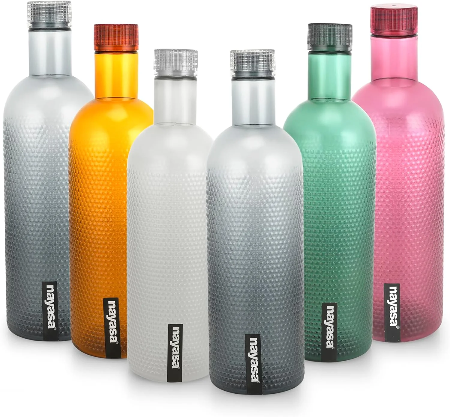 بطری آب پلاستیکی نایاسا، ۱۰۰۰ میلی لیتر، مجموعه ۶ عددی، چند رنگ، استاندارد