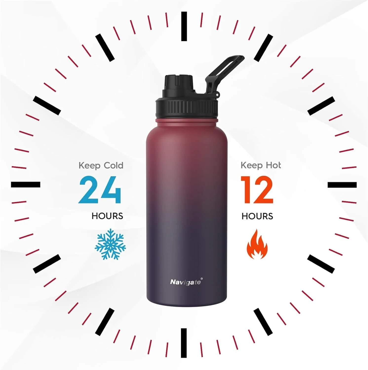 بطری آب عایق بندی شده، قمقمه ورزشی استیل ضد زنگ 946 میلی لیتری با درب های دهانه پهن و دسته دار، فلاسک آب با دیواره دوجداره و ضد نشت، 24 ساعت سرد و 12 ساعت گرم نگه می دارد، قرمز به مشکی بطری آب عایق بندی شده، قمقمه ورزشی استیل ضد زنگ 946 میلی لیتری با درب های دهانه پهن و دسته دار، فلاسک آب با دیواره دوجداره و ضد نشت، 24 ساعت سرد و 12 ساعت گرم نگه می دارد، قرمز به مشکی