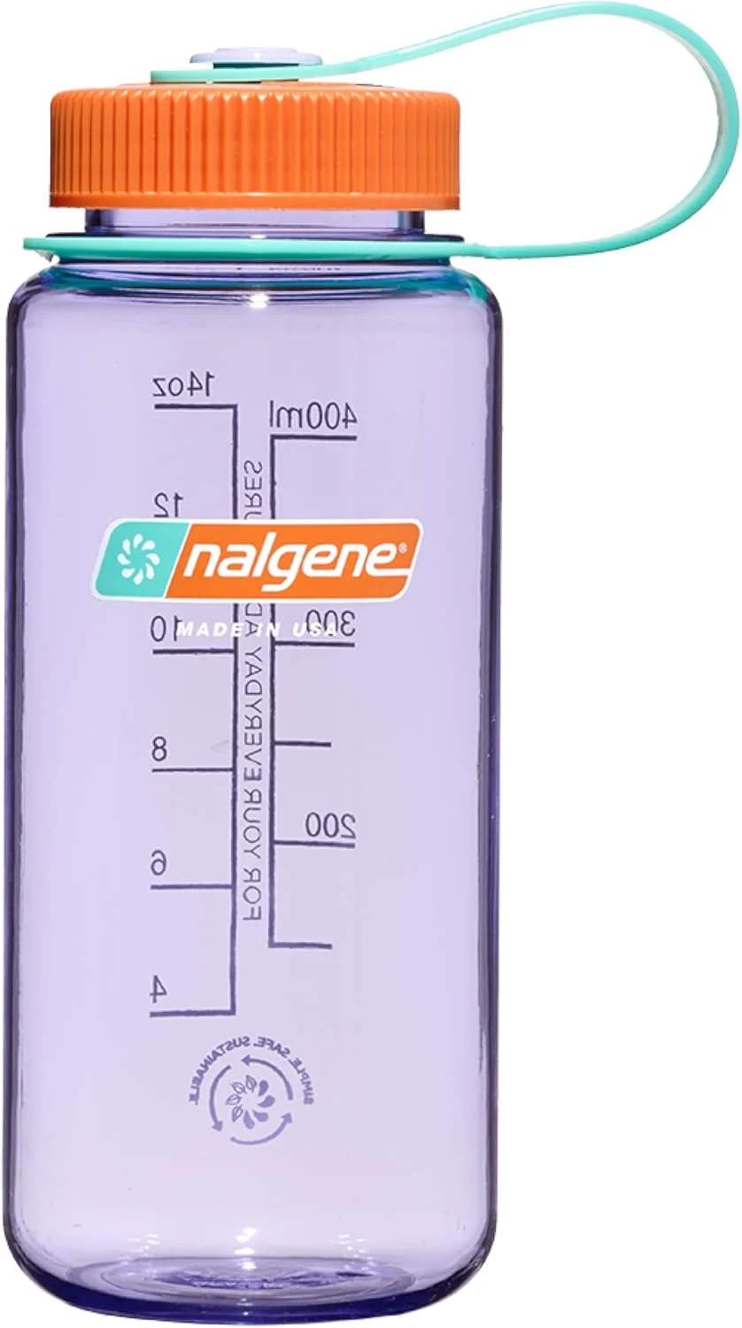 بطری آب نالجن سাস্টین تریتان بدون BPA ساخته شده از مواد مشتق شده از 50٪ ضایعات پلاستیکی، 473 میلی لیتر، دهانه پهن