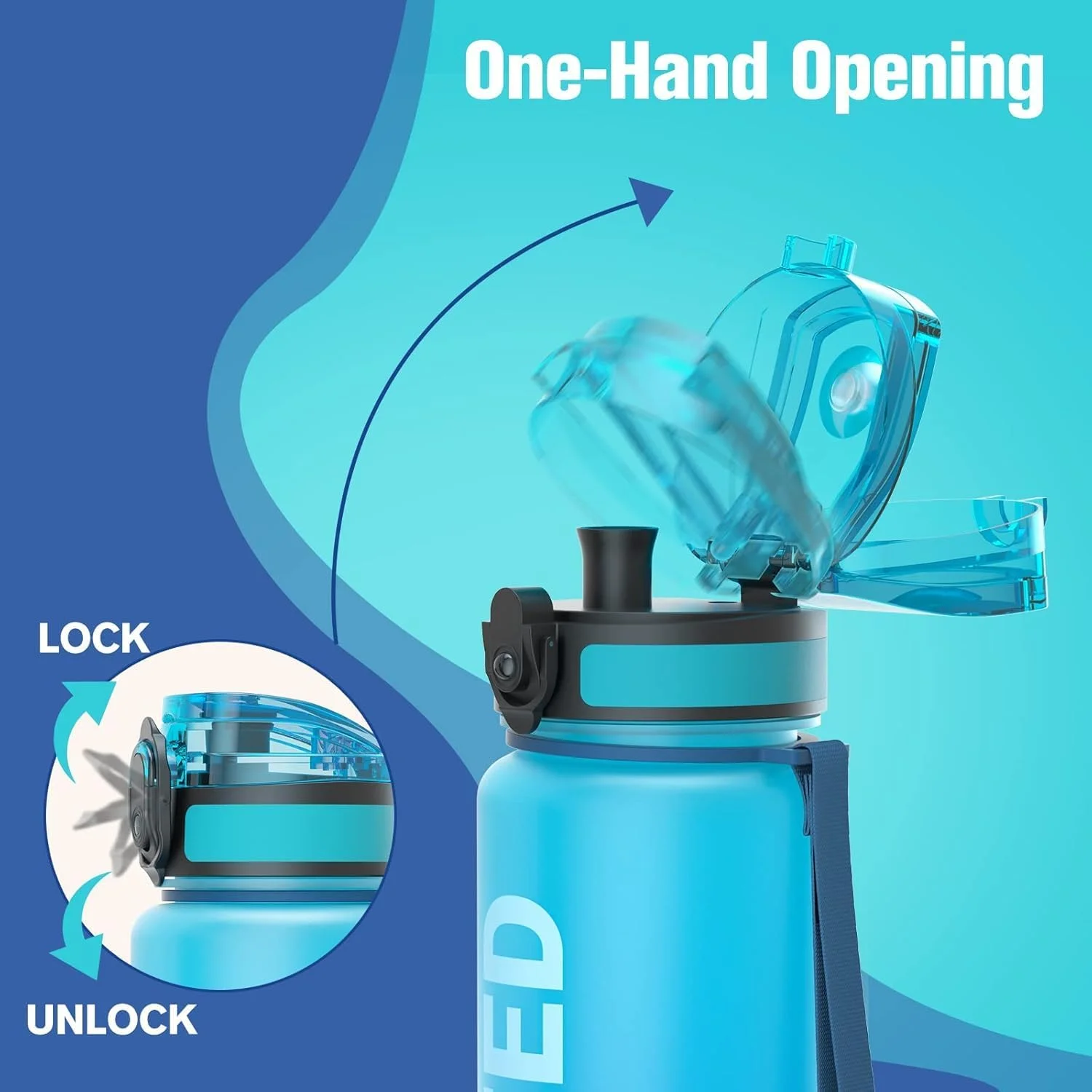 بطری آب بزرگ انگیزشی 1 لیتری پلاستیکی Tritan با نشانگرهای زمان، بطری آب ضد نشت برای کودکان، بطری آب مدرسه (موج آبی) بطری آب بزرگ انگیزشی 1 لیتری پلاستیکی Tritan با نشانگرهای زمان، بطری آب ضد نشت برای کودکان، بطری آب مدرسه (موج آبی)