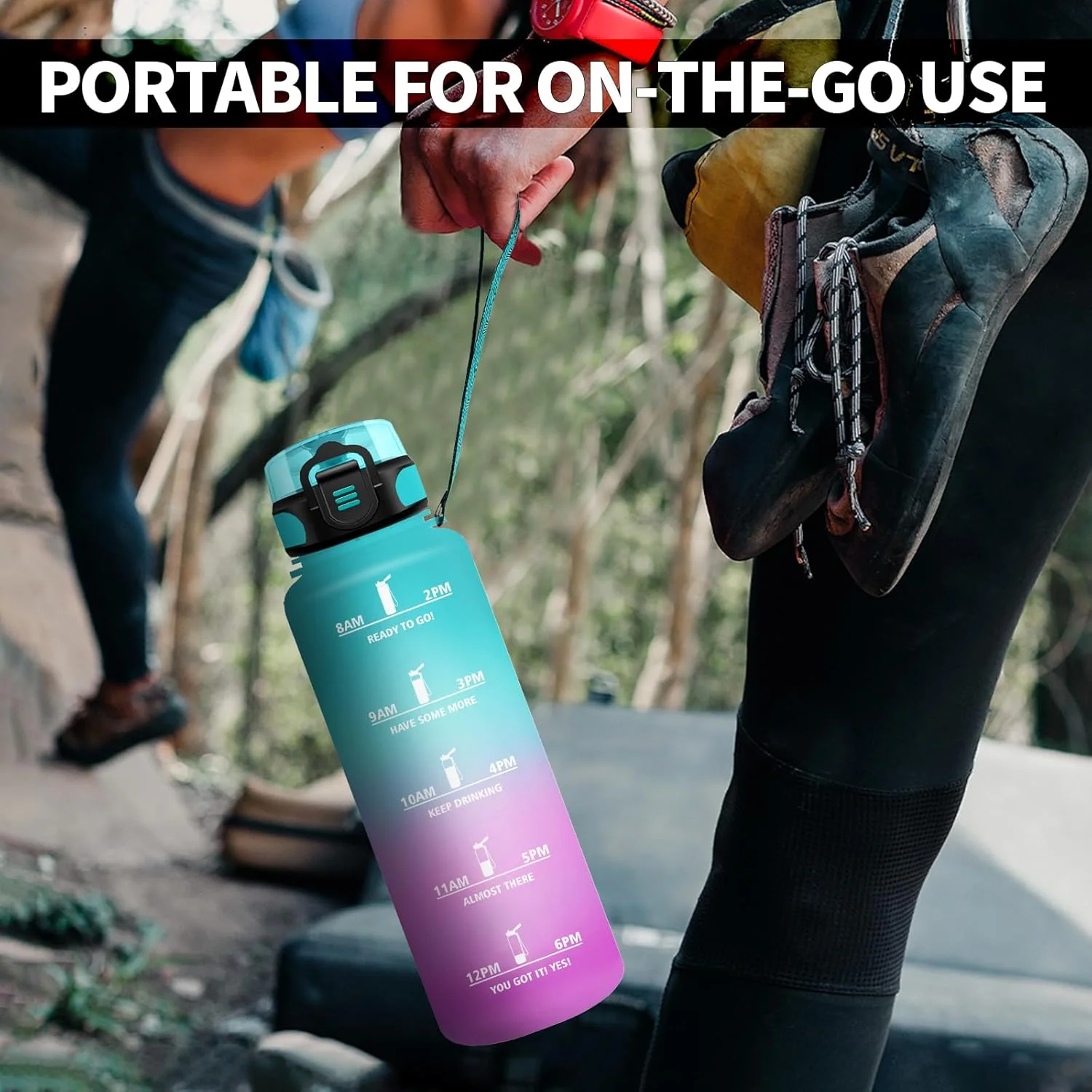 بطری آب ورزشی 1.5 لیتری با فیلتر، بطری آب انگیزشی با علامت گذاری زمان، ضد نشت، بطری آب برای کمپینگ، دوچرخه سواری، فضای باز، بزرگسالان بطری آب ورزشی 1.5 لیتری با فیلتر، بطری آب انگیزشی با علامت گذاری زمان، ضد نشت، بطری آب برای کمپینگ، دوچرخه سواری، فضای باز، بزرگسالان