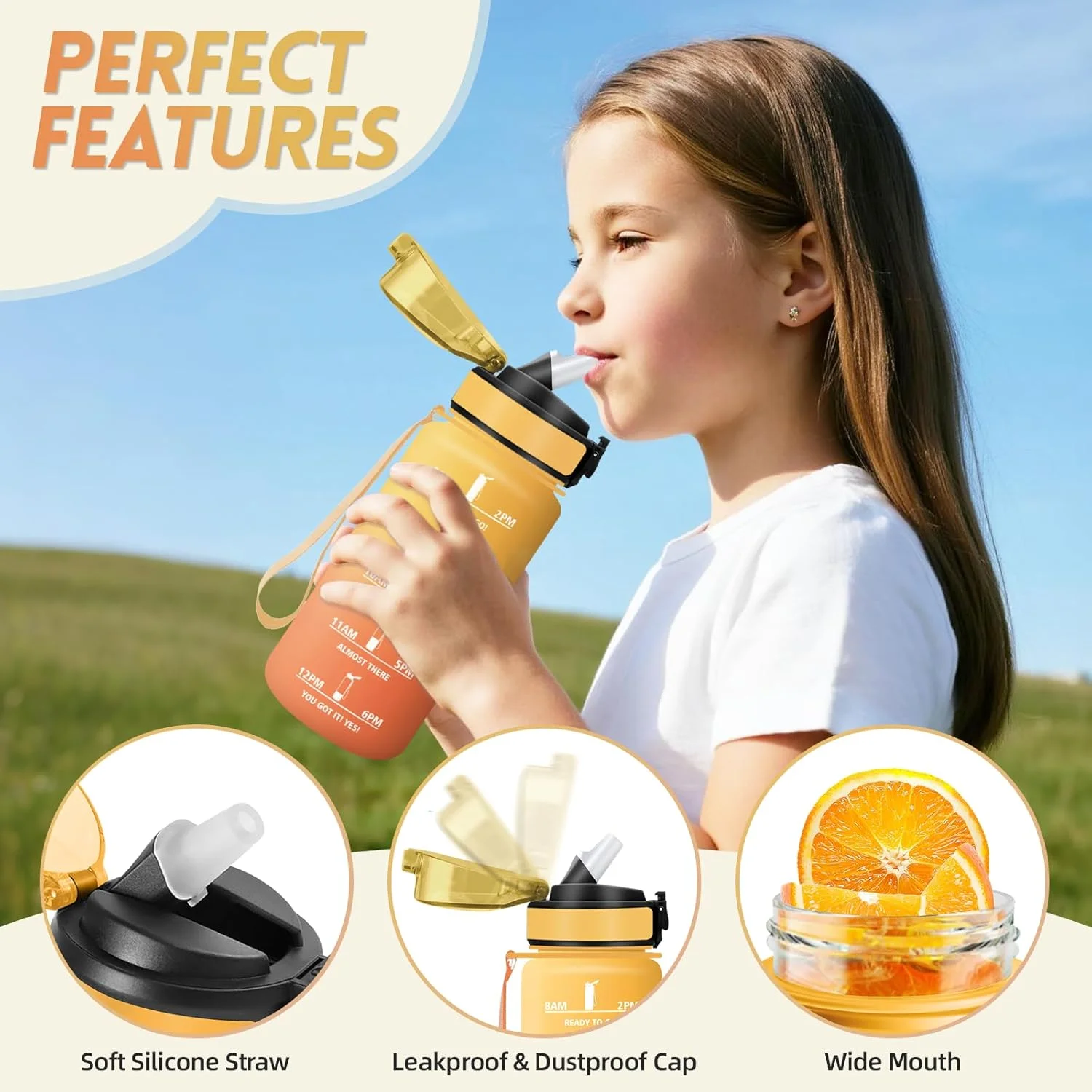 بطری نوشیدنی موتسوئدی با نی، 500 میلی لیتر، بدون BPA، بطری آب کودکانه، ضد نشت، بطری های نوشیدنی ورزشی، مناسب برای نوشیدنی های گازدار، بطری آب برای تناسب اندام، مدرسه، دفتر، ورزش، زرد و نارنجی بطری نوشیدنی موتسوئدی با نی، 500 میلی لیتر، بدون BPA، بطری آب کودکانه، ضد نشت، بطری های نوشیدنی ورزشی، مناسب برای نوشیدنی های گازدار، بطری آب برای تناسب اندام، مدرسه، دفتر، ورزش، زرد و نارنجی