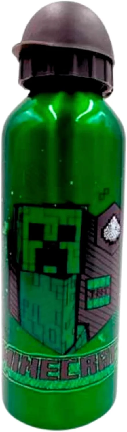 بطری آلومینیومی طرح Minecraft Creeper، بطری آب پسرانه، ظرفیت 500 میلی لیتر | مشکی
