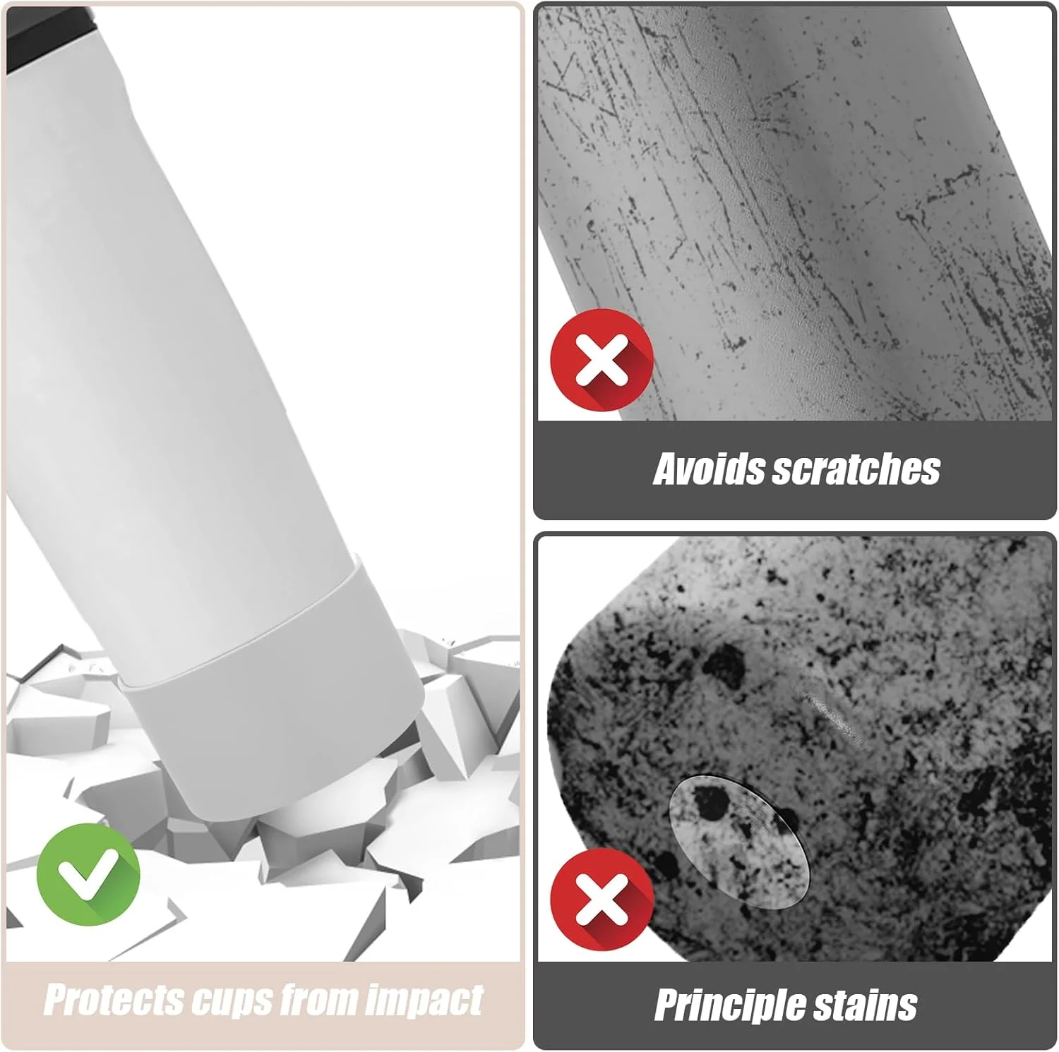 دو عدد محافظ سیلیکونی Mity rain برای بطری و فلاسک های Owala مدل FreeSip Sway با ظرفیت 30 و 40 اونس - لوازم جانبی برای Owala، افزایش ثبات و جلوگیری از خراش (عاجی و خاکستری روشن)