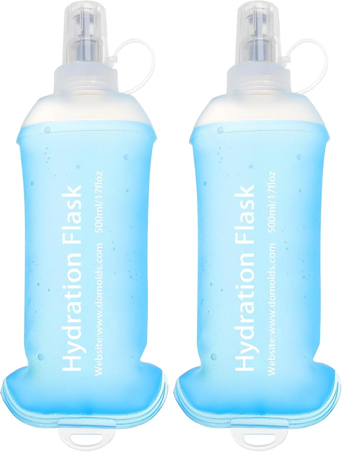 دو عدد قمقمه آب نرم 500 میلی لیتری TPU تاشو برای دویدن، پیاده روی، دوچرخه سواری و کوهنوردی