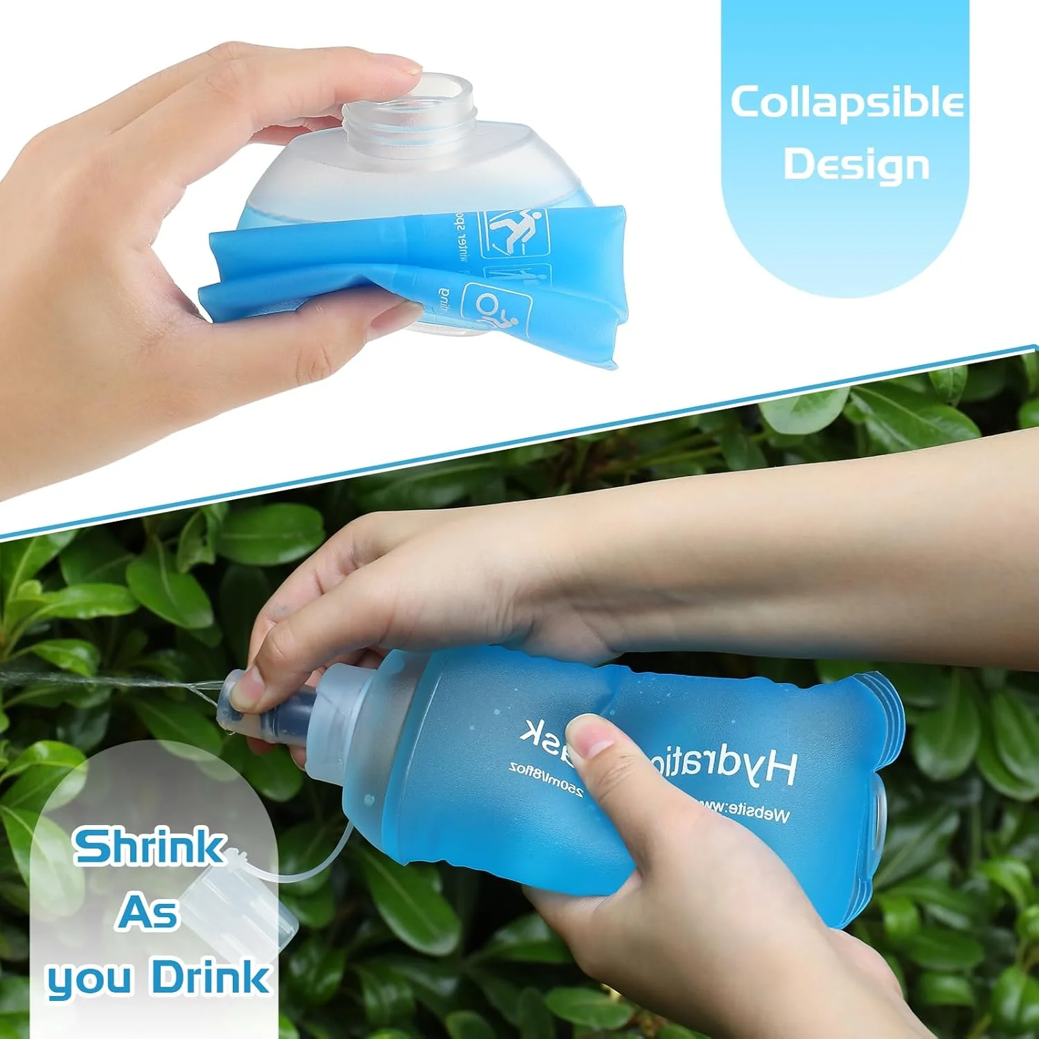 دو عدد قمقمه آب نرم تاشو 250 میلی لیتری TPU، کیسه آب ورزشی برای بسته هیدراتاسیون، پیاده روی، دوچرخه سواری، کوهنوردی دو عدد قمقمه آب نرم تاشو 250 میلی لیتری TPU، کیسه آب ورزشی برای بسته هیدراتاسیون، پیاده روی، دوچرخه سواری، کوهنوردی