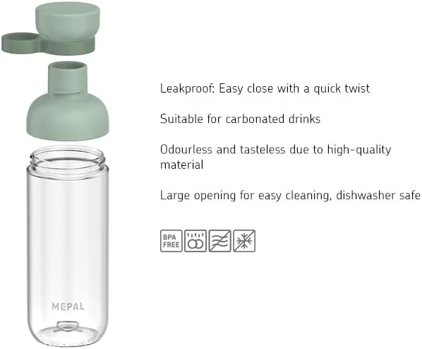 بطری آب بزرگ Mepal - Vita - دارای 2 دهانه برای راحتی بیشتر در نوشیدن - بطری آب قابل پر کردن - بطری آب ورزشی - 900 میلی لیتر - Nordic Sage