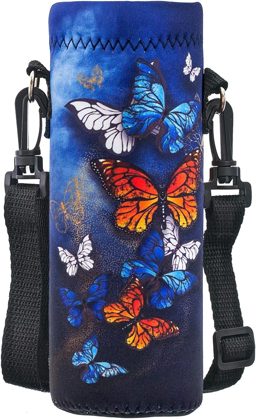 کیف حمل بطری آب ۷۵۰ میلی لیتری، کیف شانه ای برای بطری ها، خنک کننده بطری نئوپرن با بند حمل برای مردان و زنان، مناسب سفر، دوچرخه سواری، پیاده روی، باشگاه، دویدن، کمپینگ