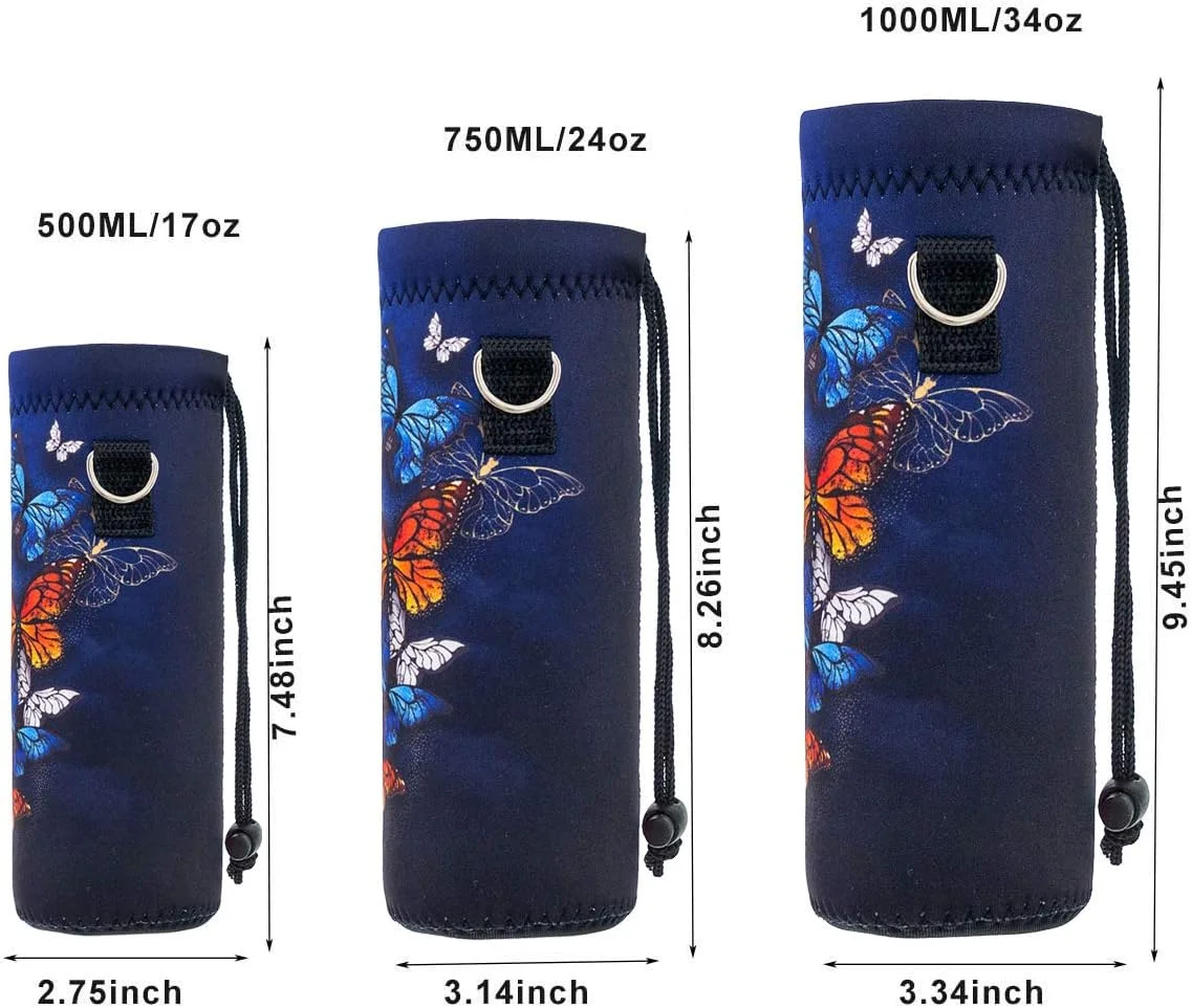 کیف حمل بطری آب ۷۵۰ میلی لیتری، کیف شانه ای برای بطری ها، خنک کننده بطری نئوپرن با بند حمل برای مردان و زنان، مناسب سفر، دوچرخه سواری، پیاده روی، باشگاه، دویدن، کمپینگ